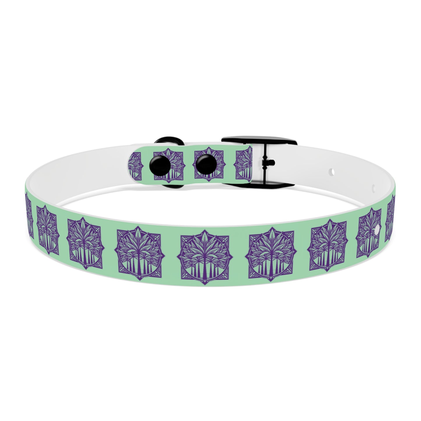 Dog Collar - Deco Palm Trees, Mint Green