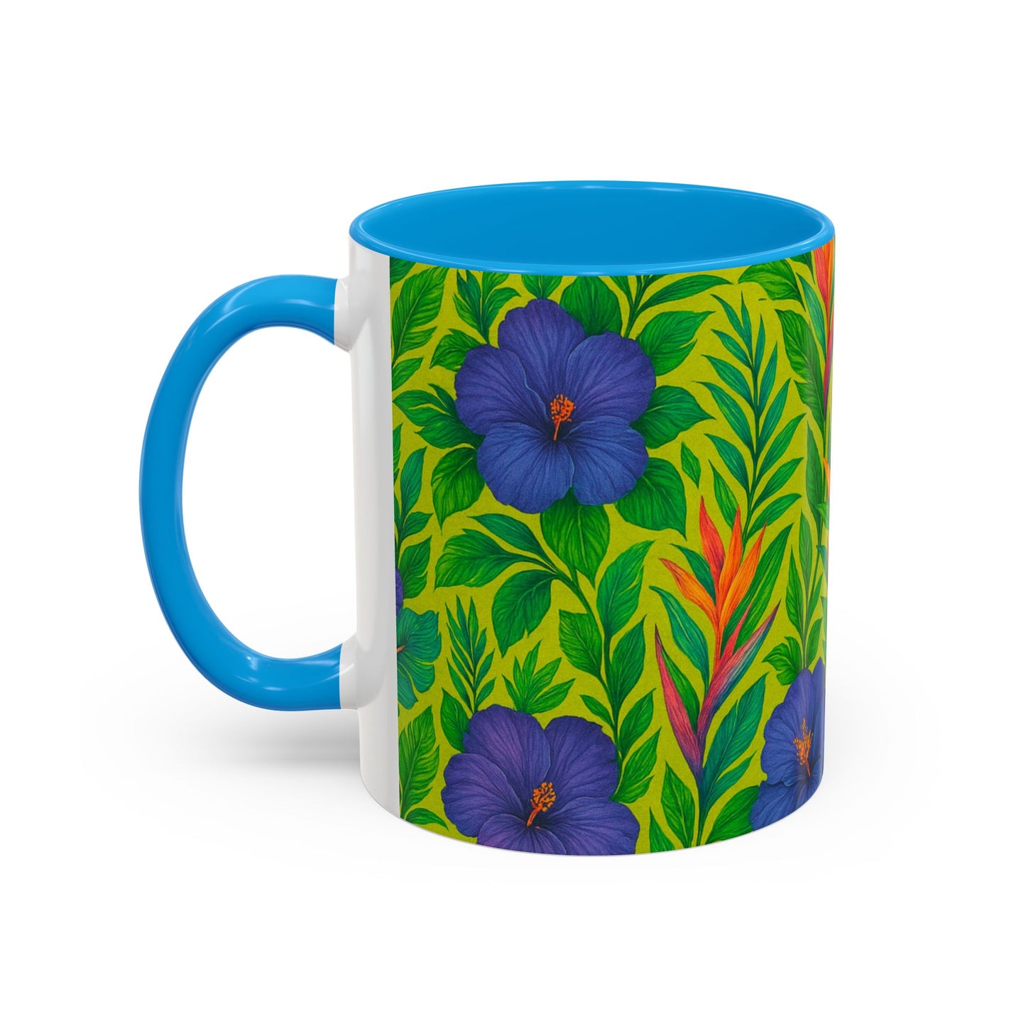 Vibrant Floral Coffee Mug - 11oz & 15oz / Midnight Flower Lime
