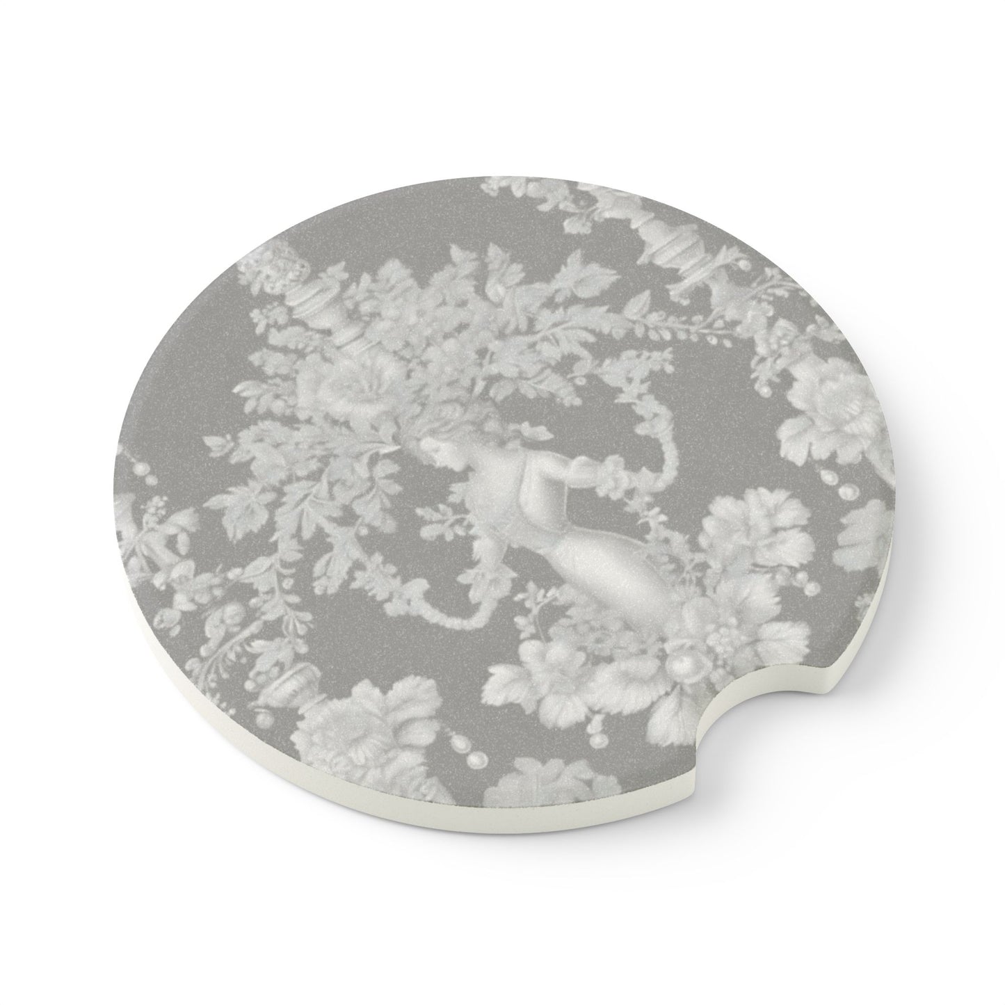 Soapstone Car Coaster - Pearl Lady Toile, slate