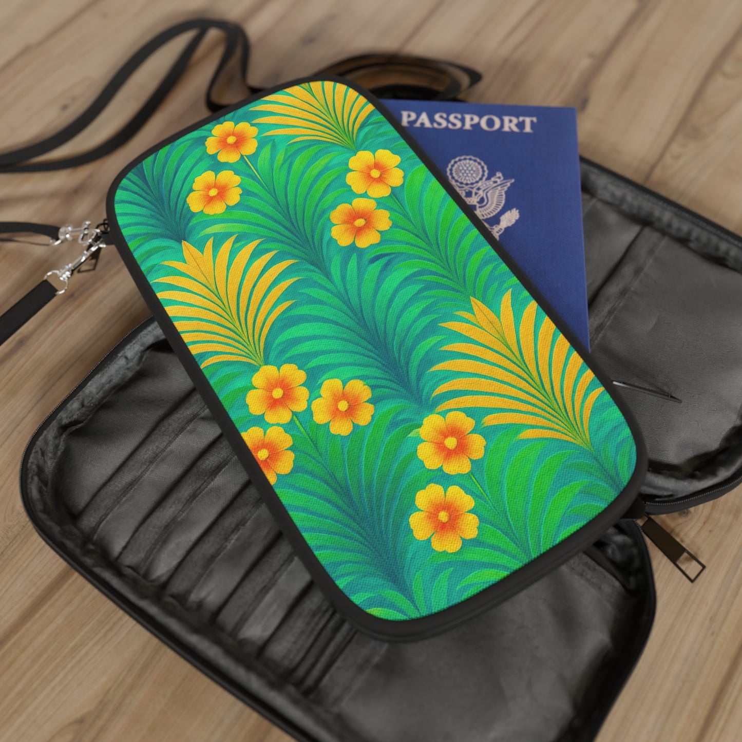 Passport Wallet – Perfect for Travelers & Adventurers / Sunrise Palms, Green