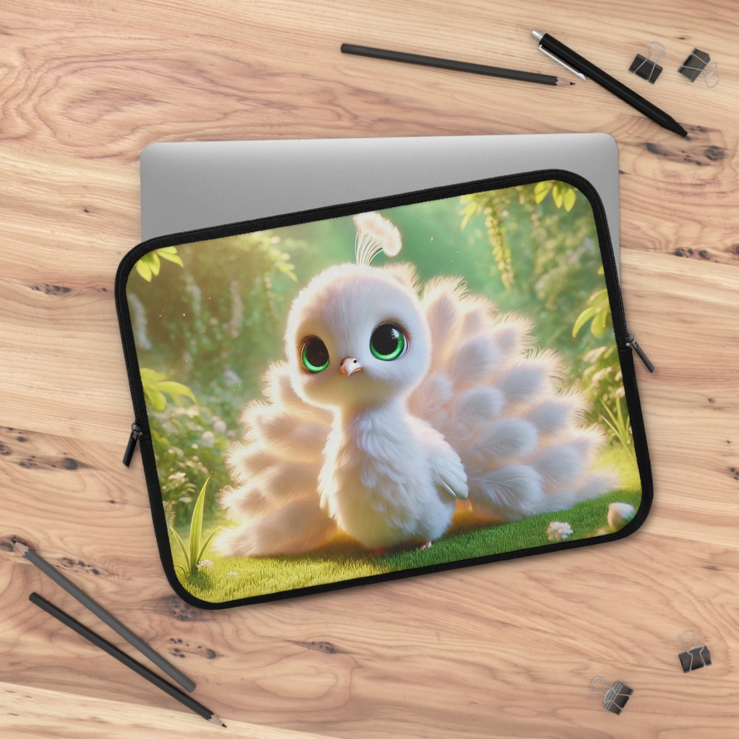 Tropical Laptop Sleeve, 5 Sizes - Perfect for Rainforest Lovers & Students / Baby White Peacock