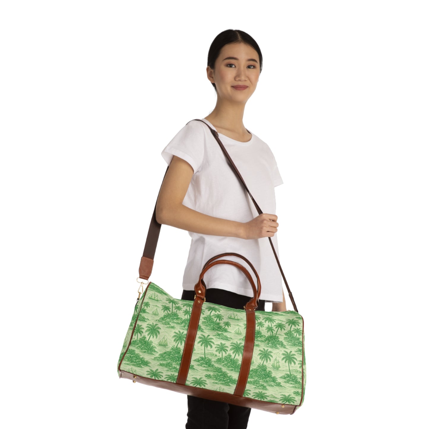 Tropical Waterproof Travel Bag - Perfect for Beach Getaways / Faraway Toile, Green