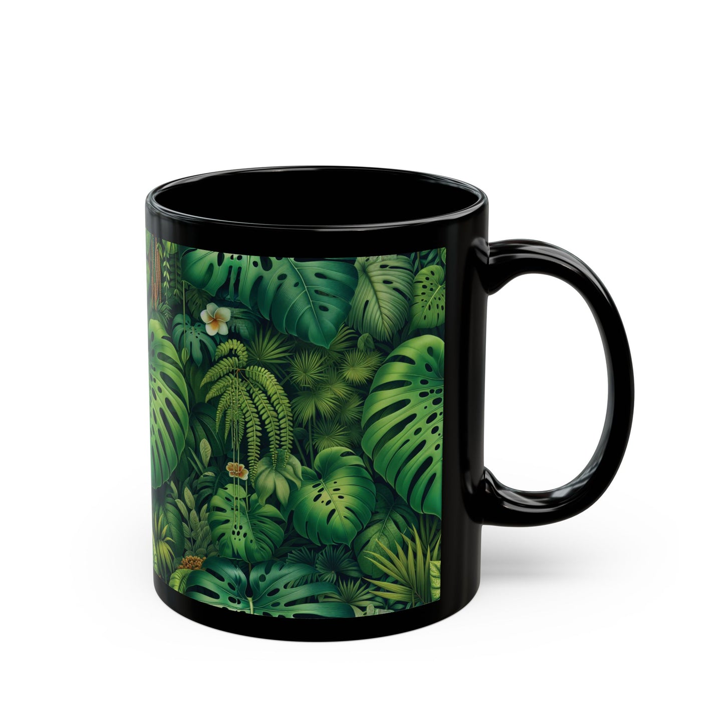 Black Coffee Mug - Rainforest Greenery