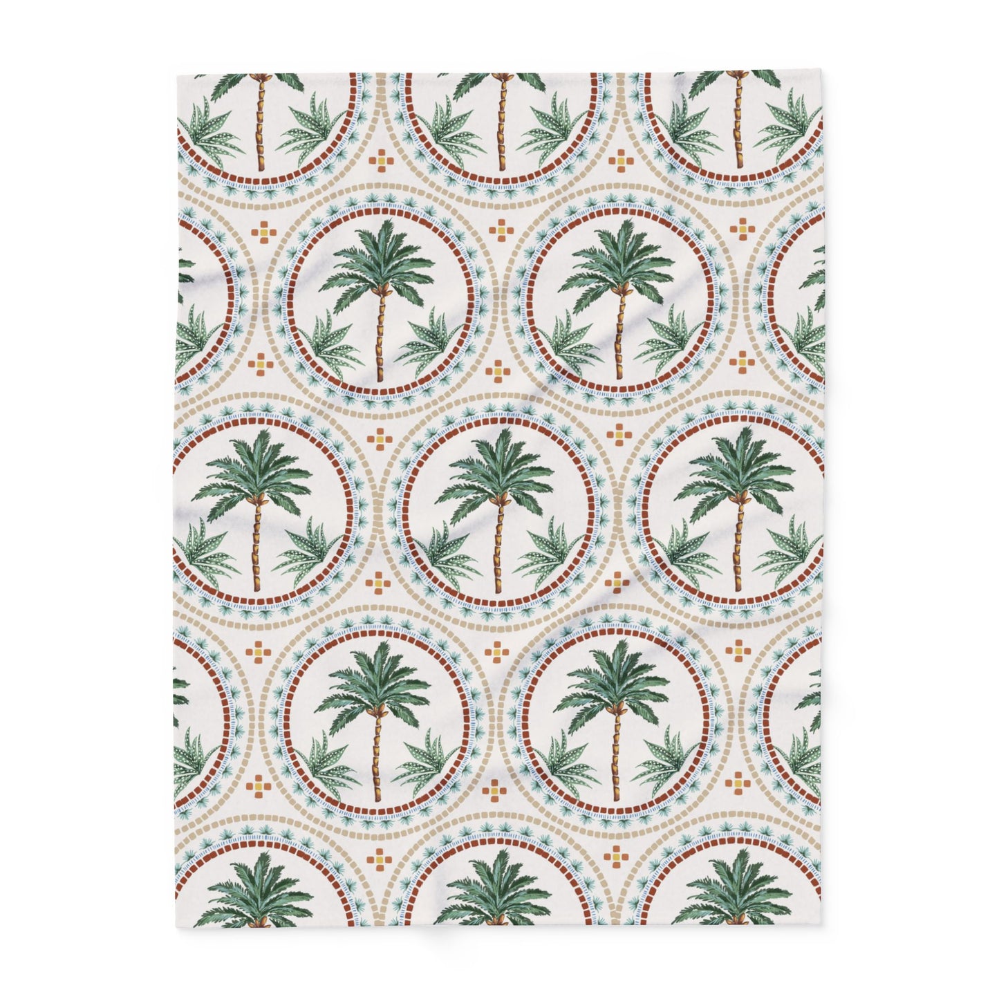 Mosaic Palms Fleece Blanket - Colorful Tropical Design