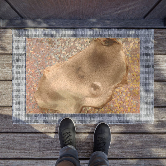 Tropical Shell Doormat - Vibrant Coconut Fiber Entrance Mat / NO TEXT Disco White Pearl Oyster