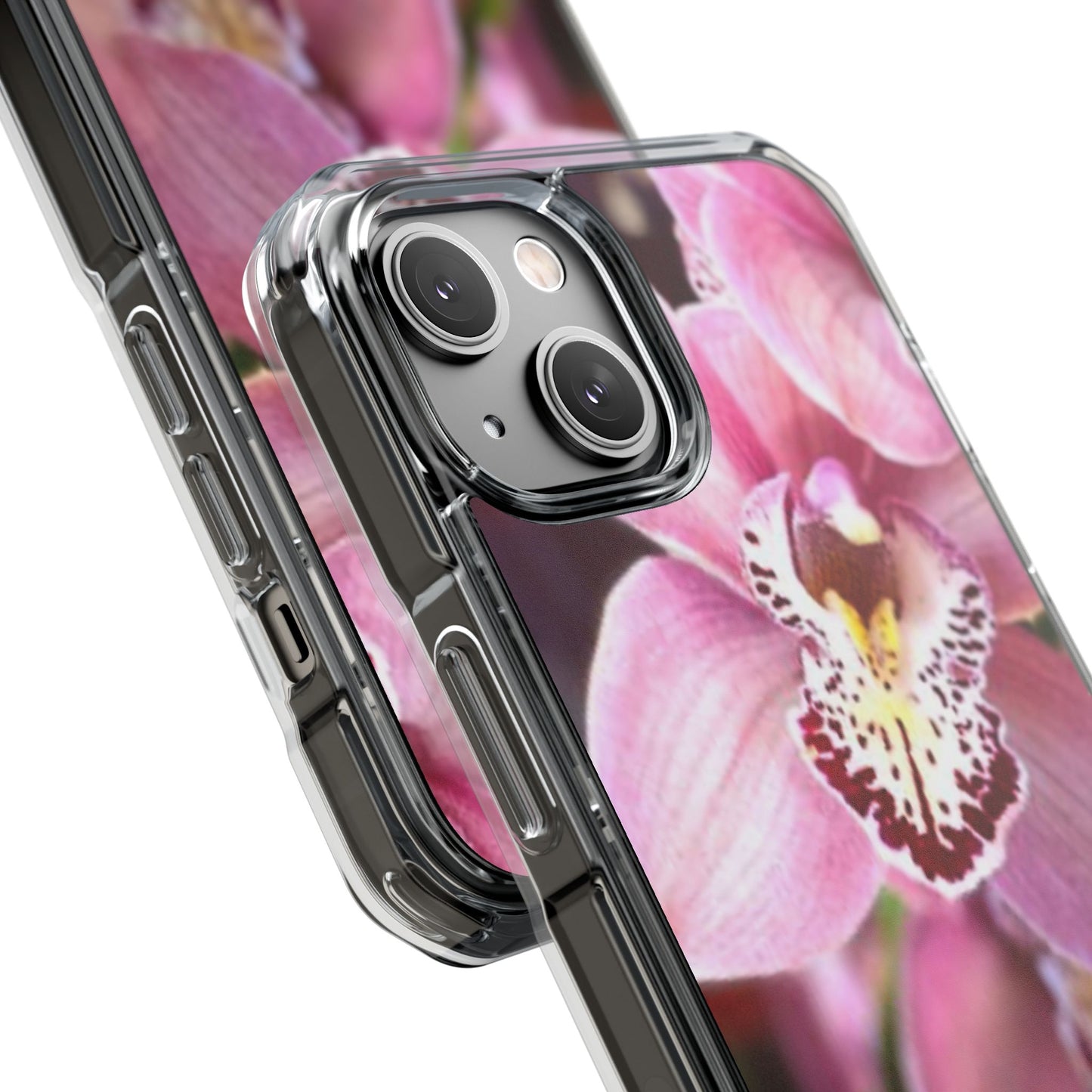 Pink Orchid/Photo Magnetic Clear Phone Case, Many Models