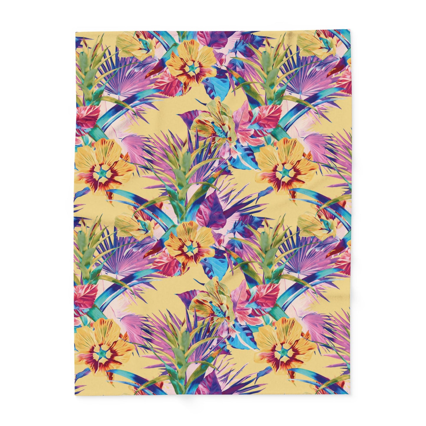 Sorbet Plant Palooza Fleece Blanket - Colorful Tropical Botanical Design