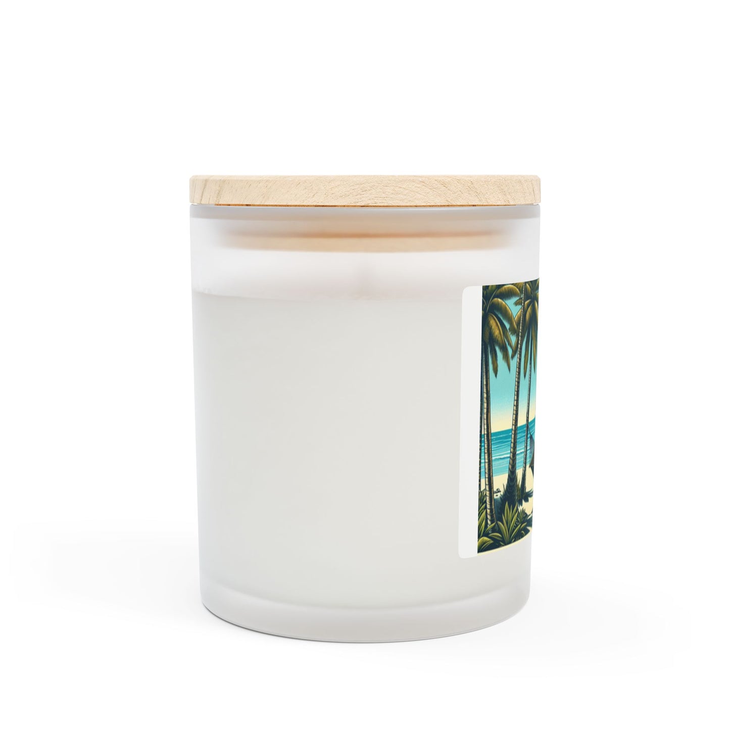 Frosted Glass Candle, 11oz, Hammock on the Beach, Teal