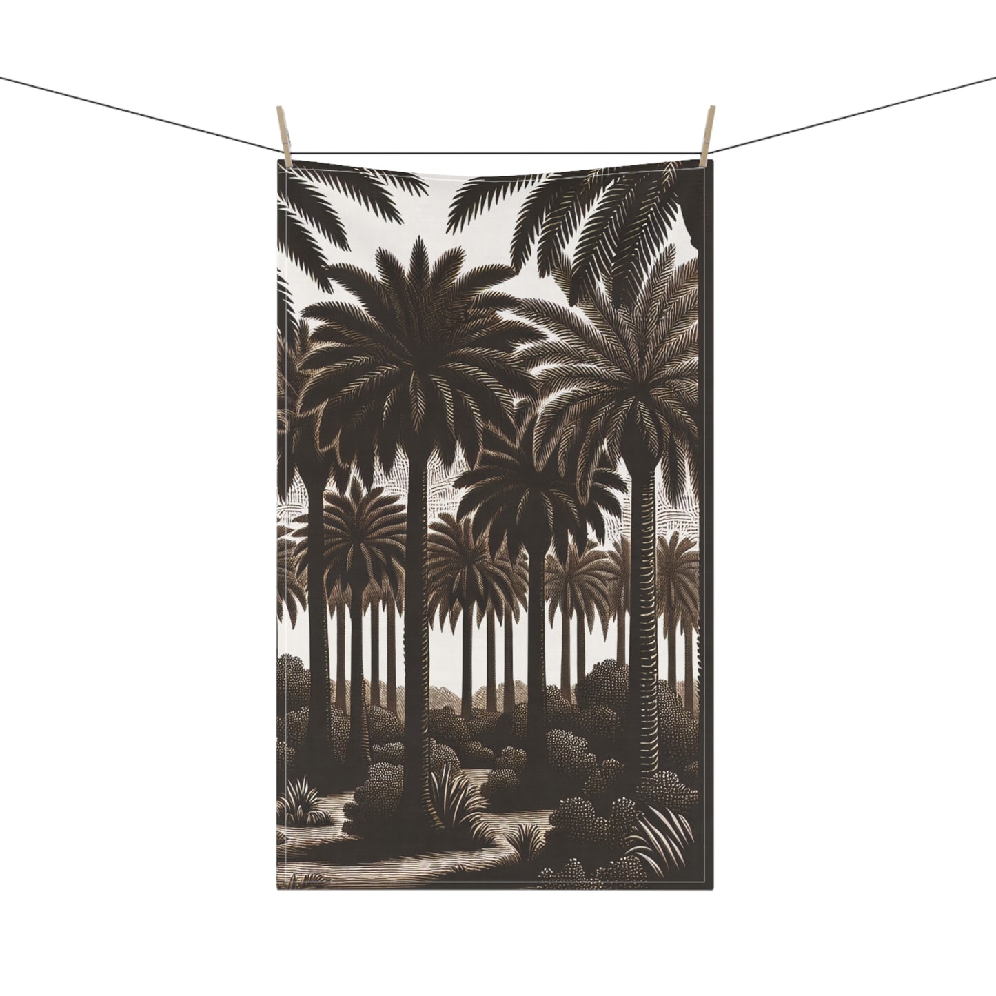 Tea Towels (cotton, poly), Woodcut Palm Grove