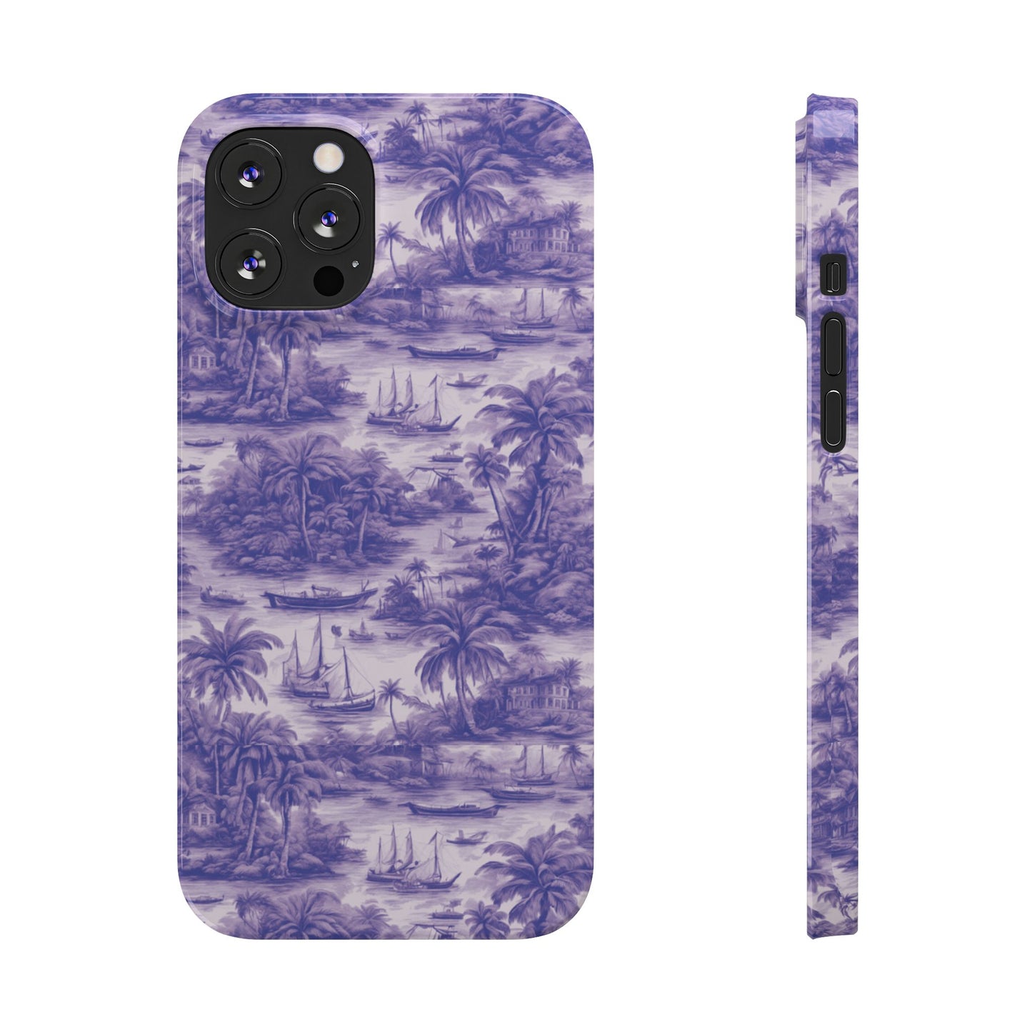 Slim Phone Cases - Tropical Toile #1, purple