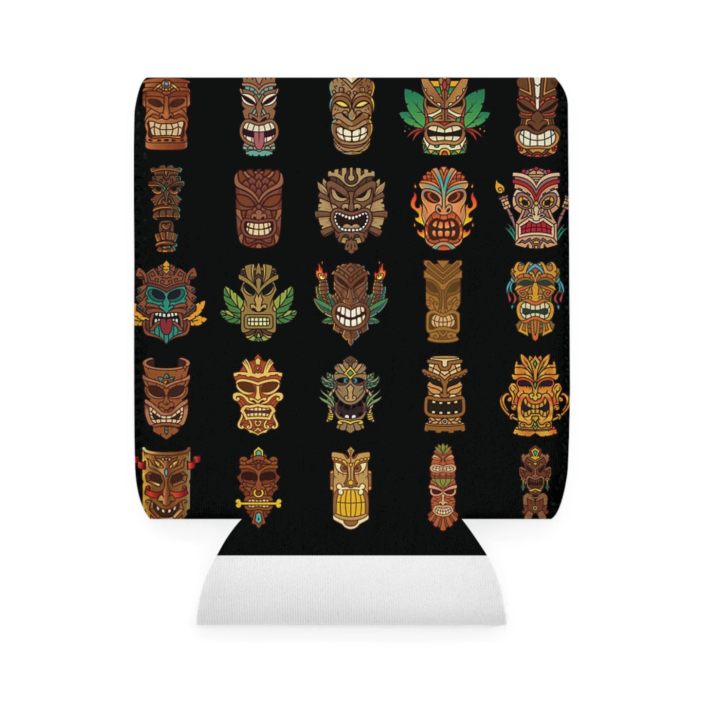 Tiny Tiki Dudes/Black Can Cooler Sleeve - Perfect for Outdoor Picnics