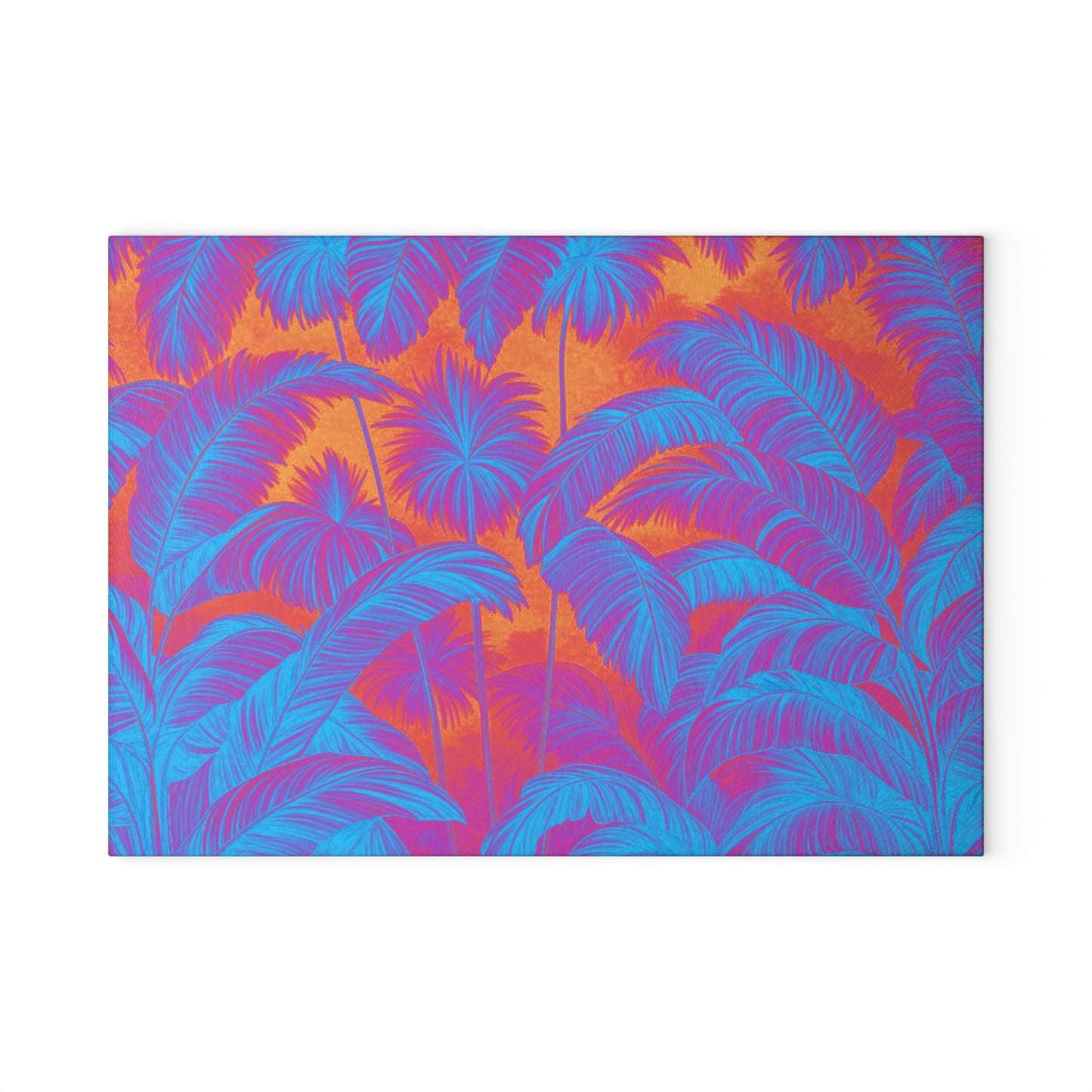 Glass Cutting Board, 2 sizes - Palm Serenity/Heatwave