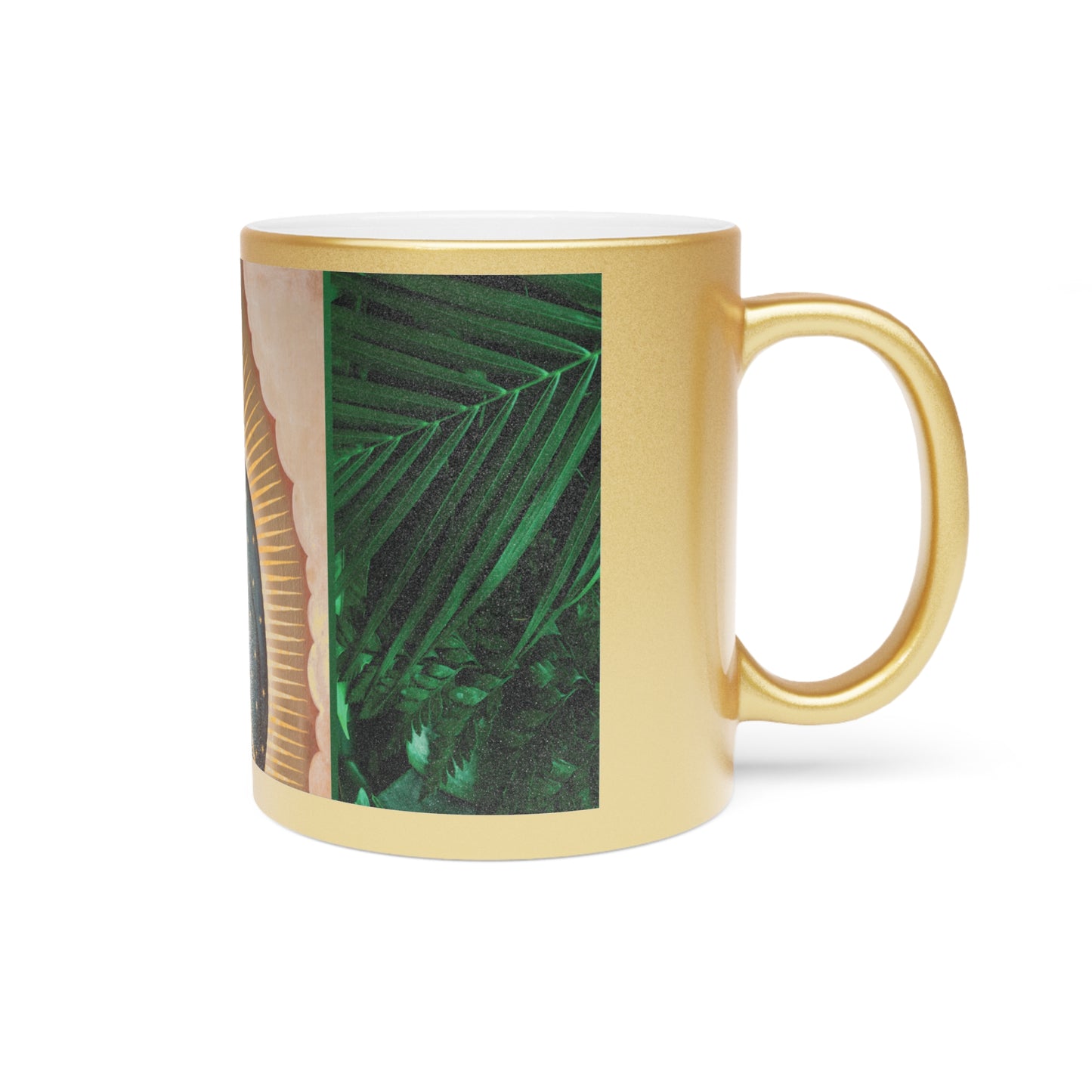 Religious Metallic Mug, Gold or Silver - MACRO "Tropical Rainforest Our Lady of Guadalupe"