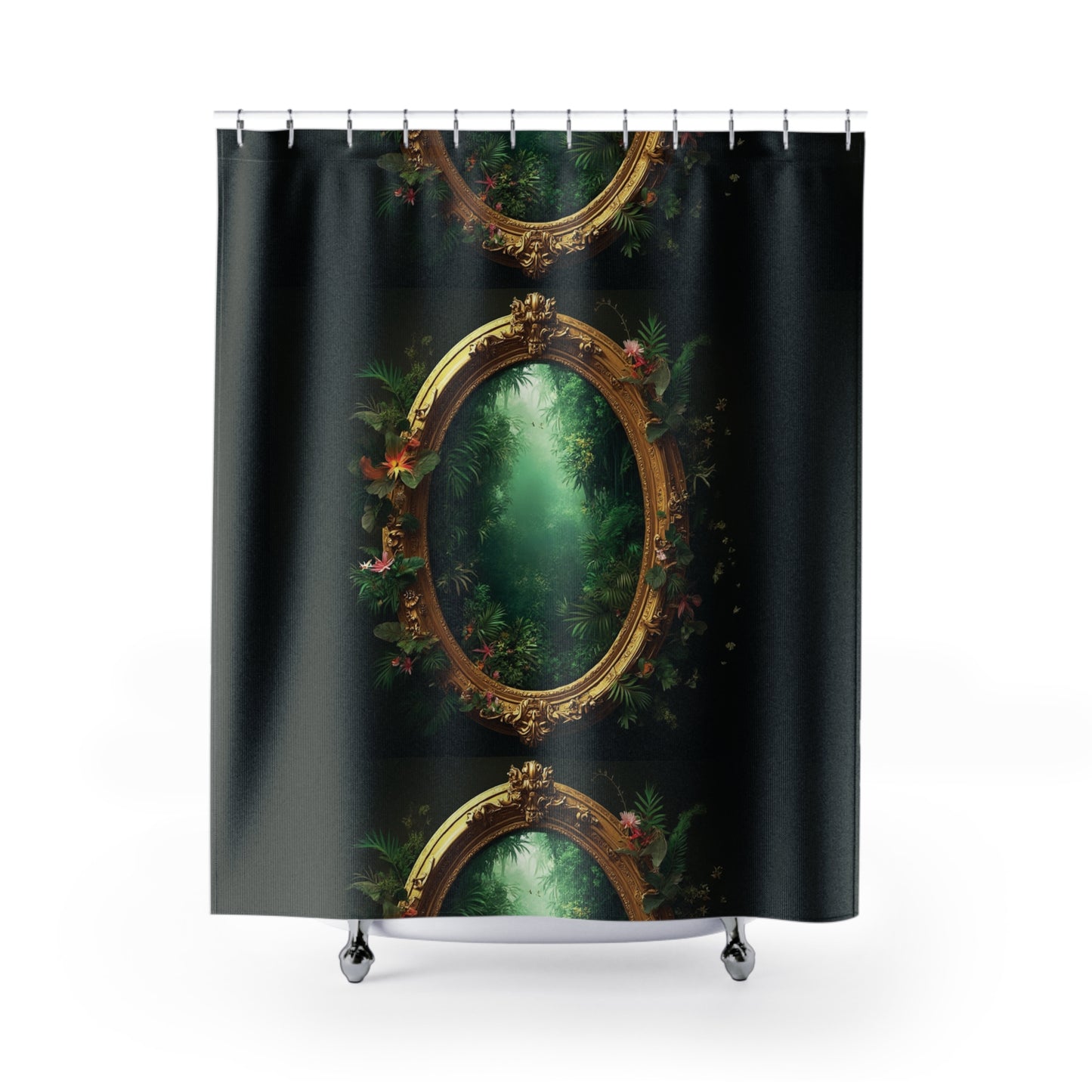 Tropical Shower Curtain - Rainforest Bathroom Decor / Golden Portal to Paradise
