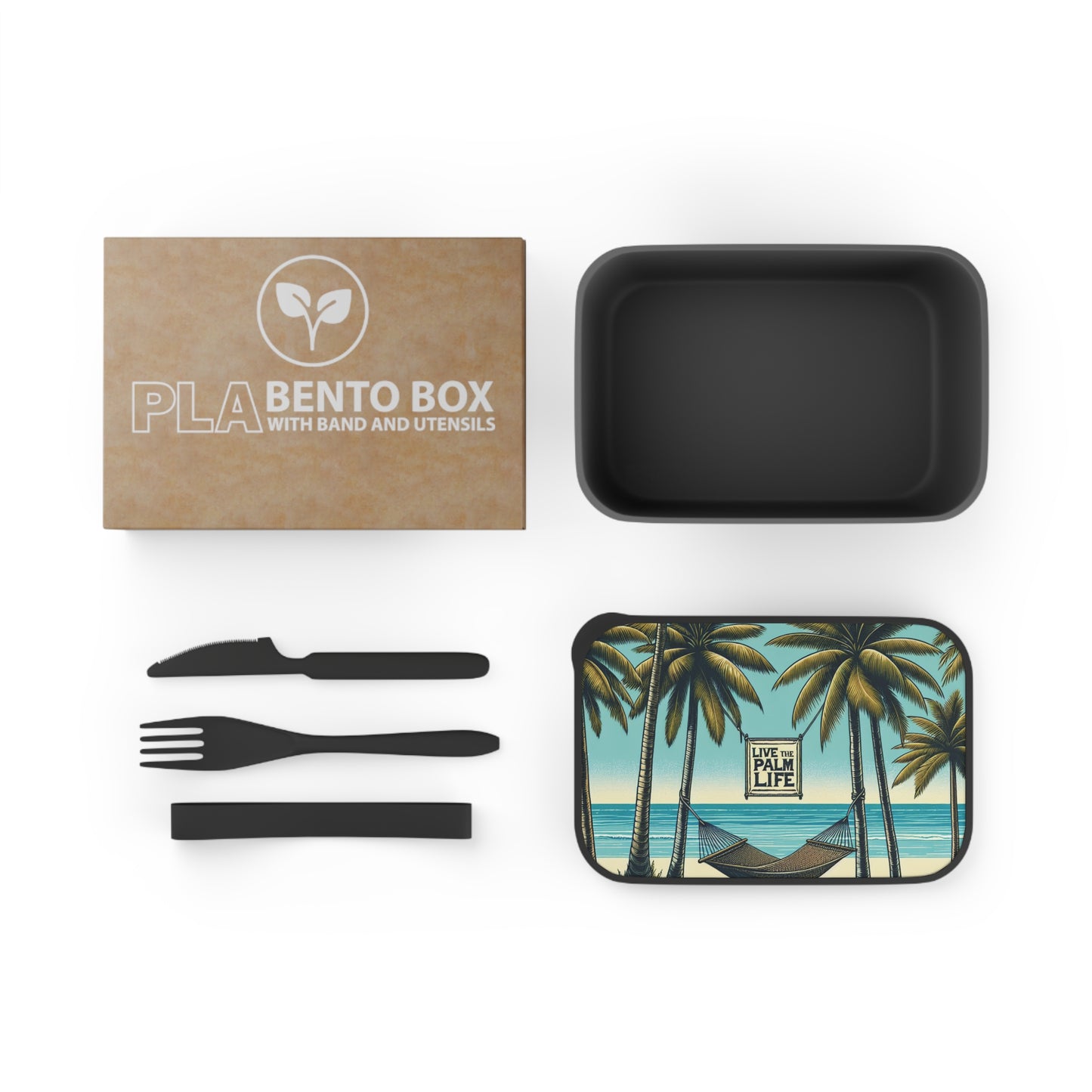 Bento Box with Utensils - Hammock on the Beach