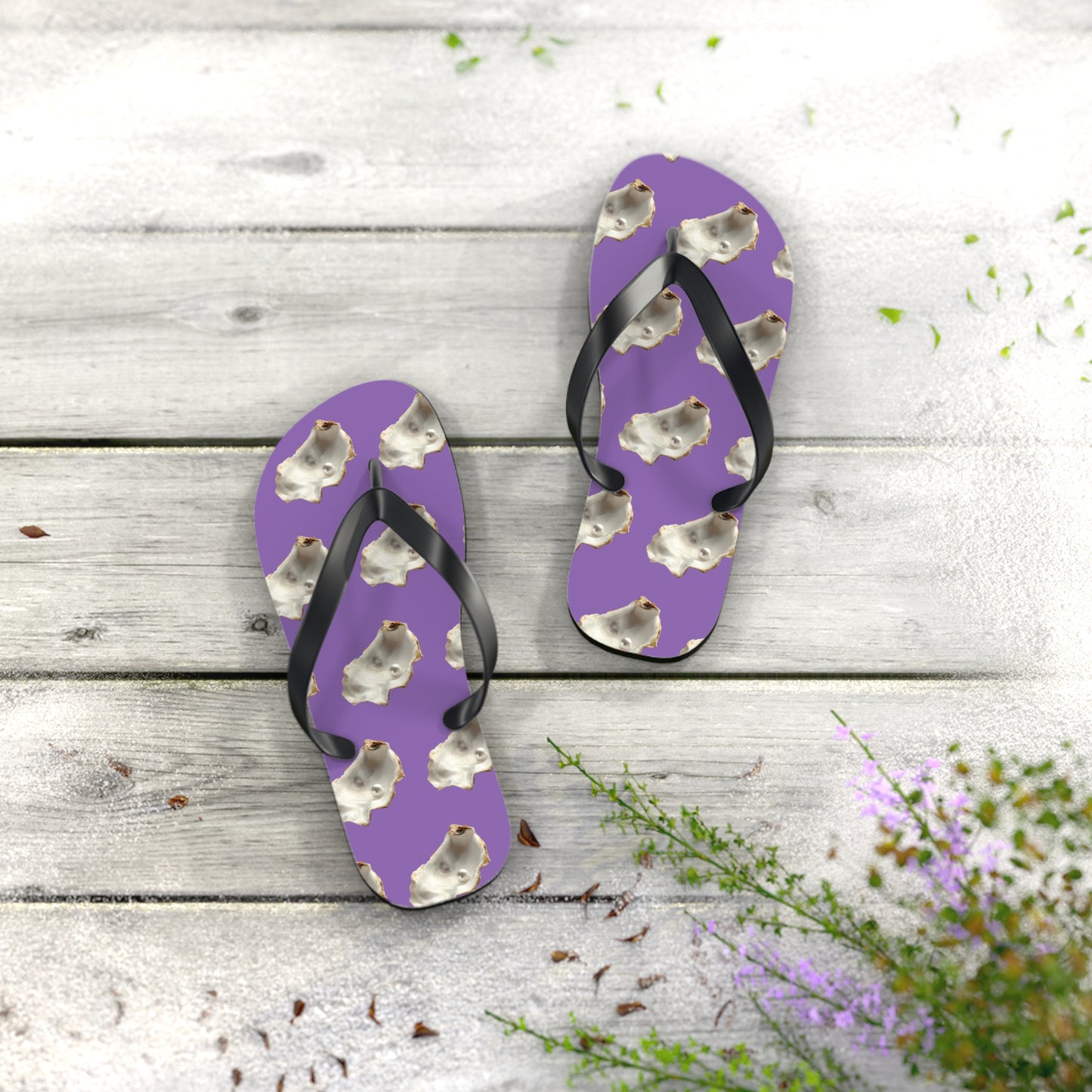 Flip Flops - White Pearl Oyster, light purple