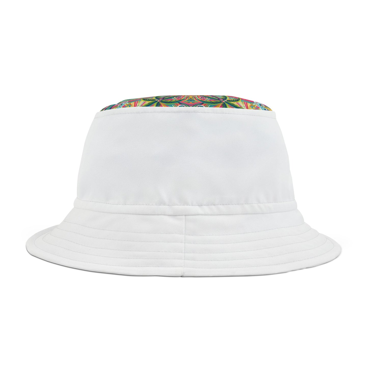 Tropical Polyester Bucket Hat, 2 Sizes - Kaleido Bay/White
