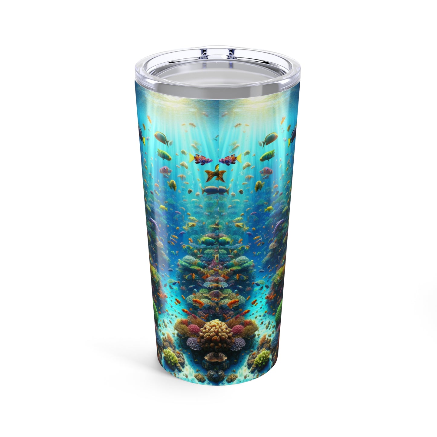 20oz Tropical Glossy Tumbler, Stainless Steel / Busy Coral Reef