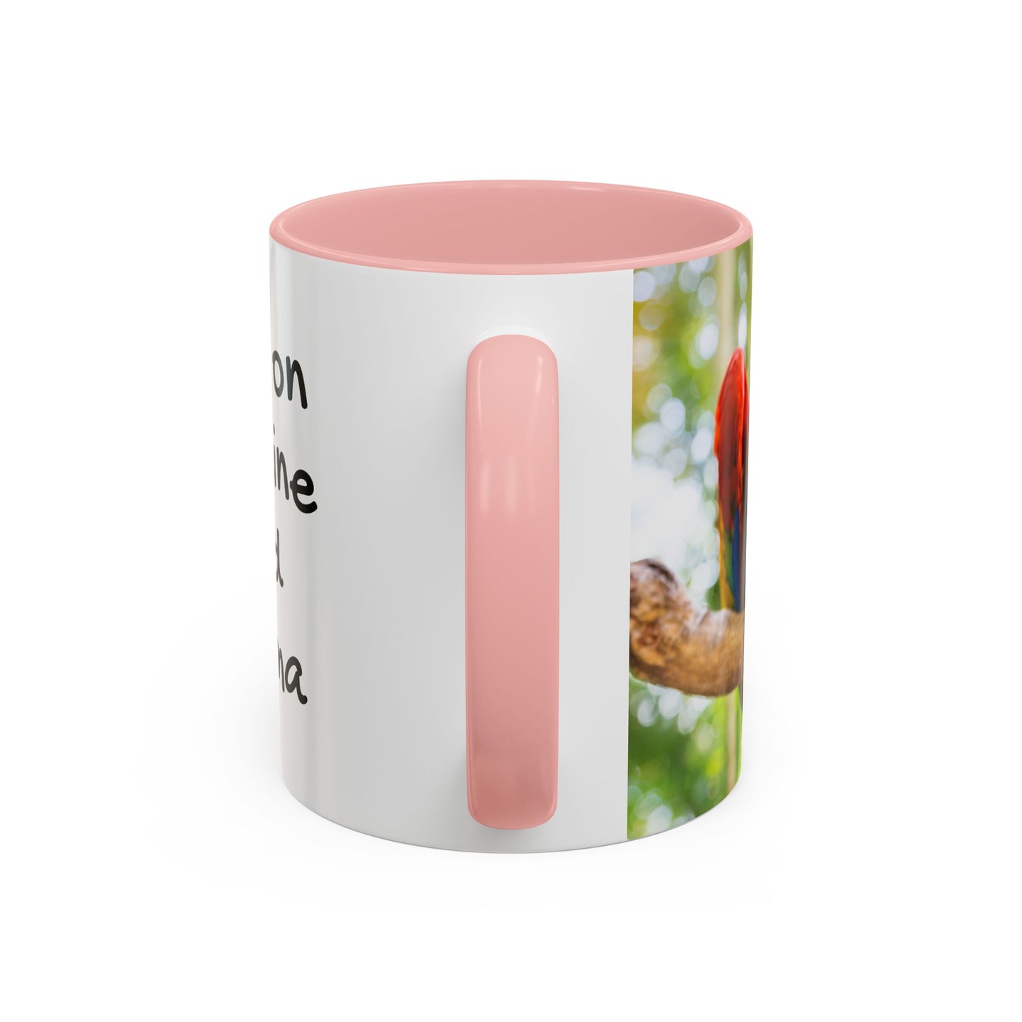 Accent Coffee Mug (11, 15oz), "I Run on Caffeine and Drama!" Parrot / Various Colors