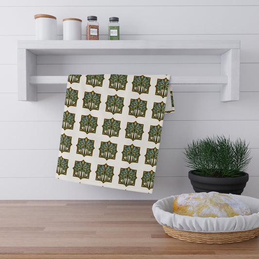 Tea Towels (cotton, poly) - Deco Palm Trees, Green