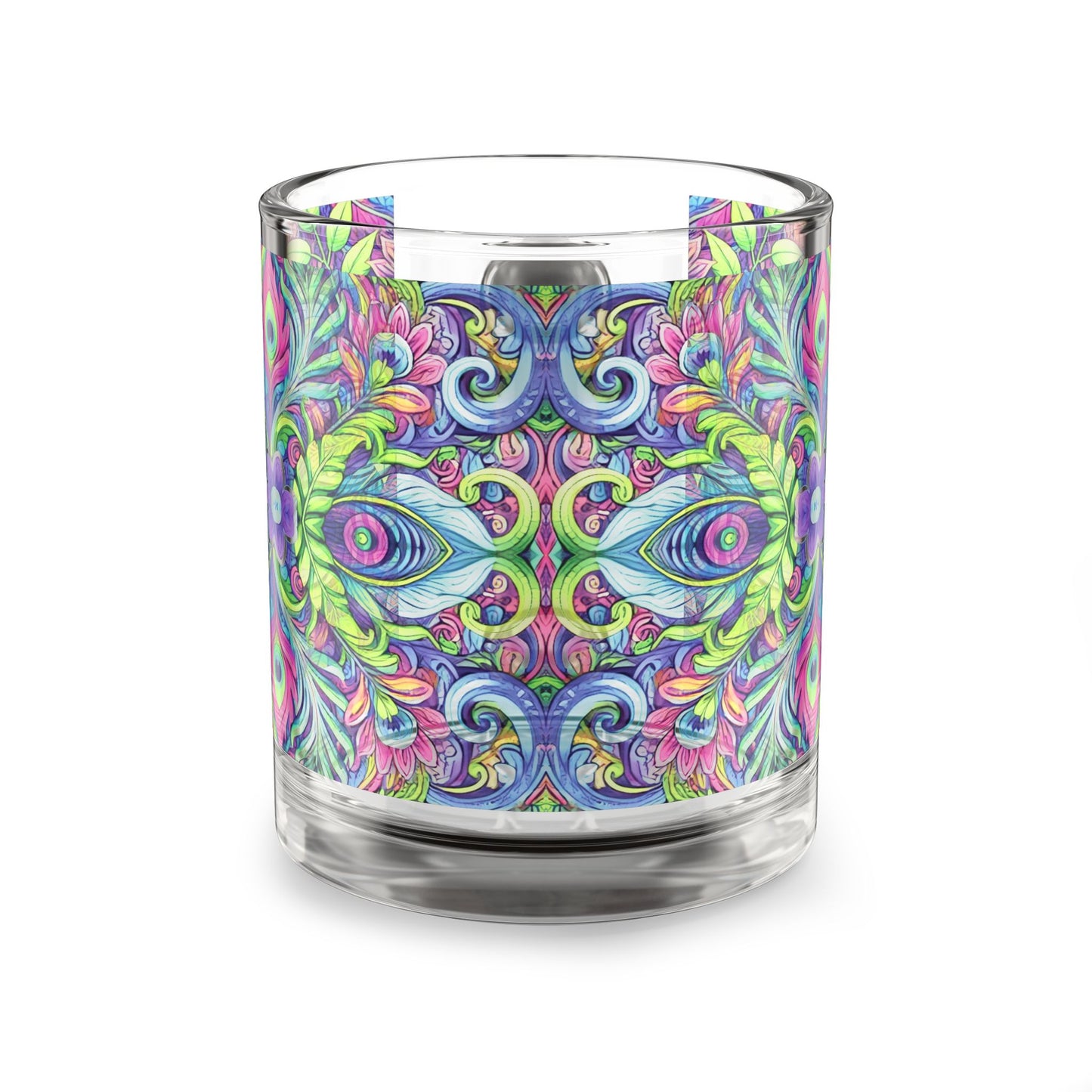 Tropical Glass Mug - 10oz Coffee Cup / Peacock Prism Kaleido