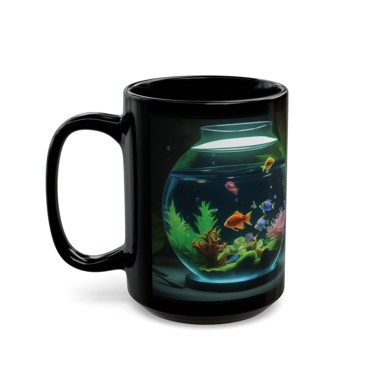 Black Coffee Mug - Tropical Fish Bowl #1