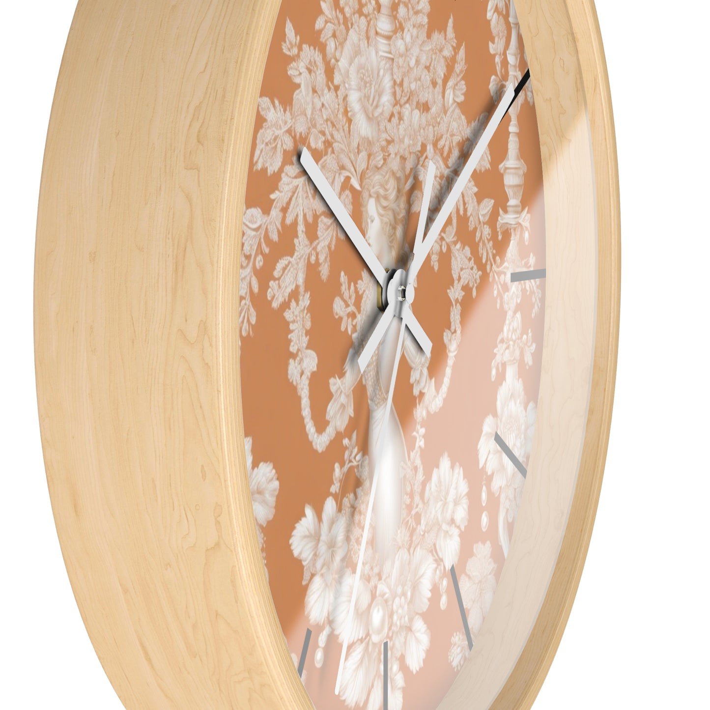 Wall Clock, Pearl Lady Toile / Melon, Hands/Base Variants