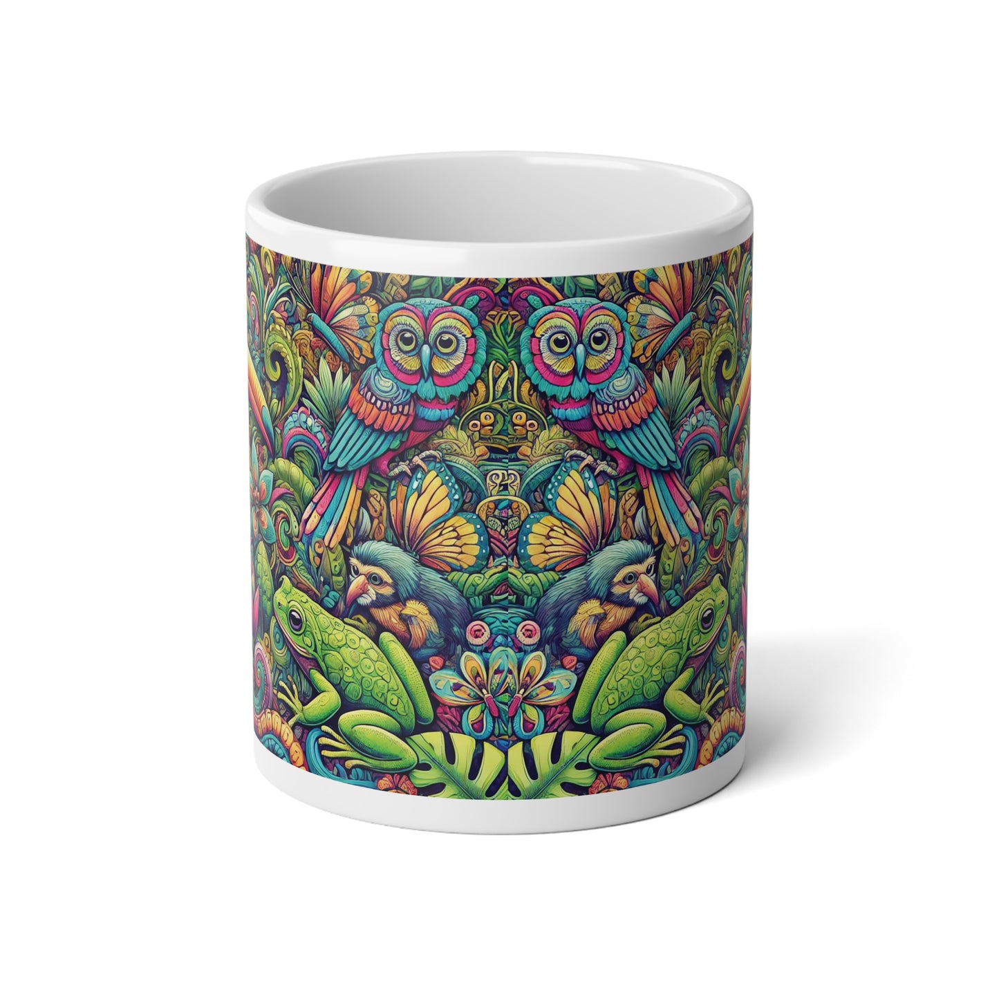 Jumbo Mug, 20oz, Rainforest Parrots | Tropical Coffee Cup