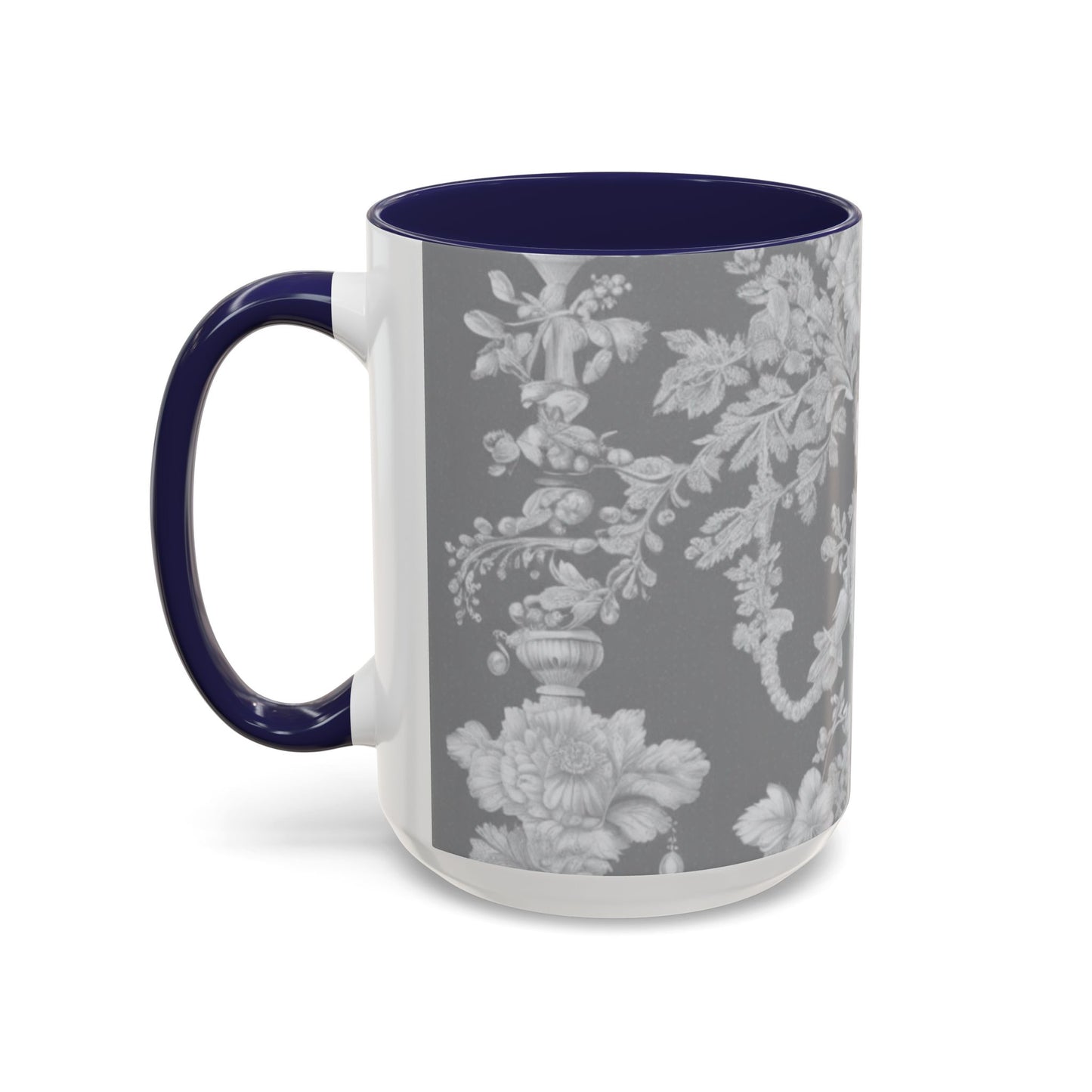 Accent Coffee Mug (11, 15oz), Pearl Lady Toile/Slate, Various Colors