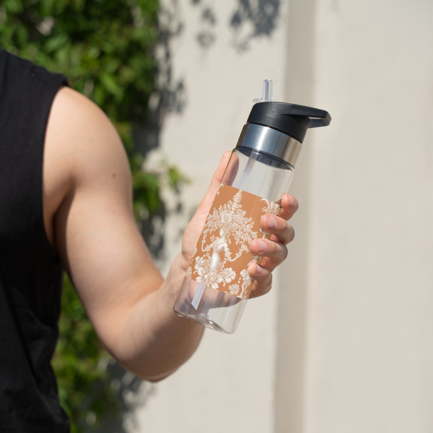 Tropical 20oz Tritan Sport Water Bottle -  Leakproof, Lightweight, BPA-Free / Pearl Lady Toile, Melon