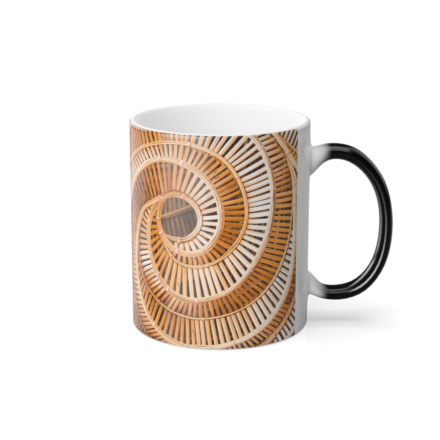 Color Morphing Mug with Natural Bamboo Spiral Pattern