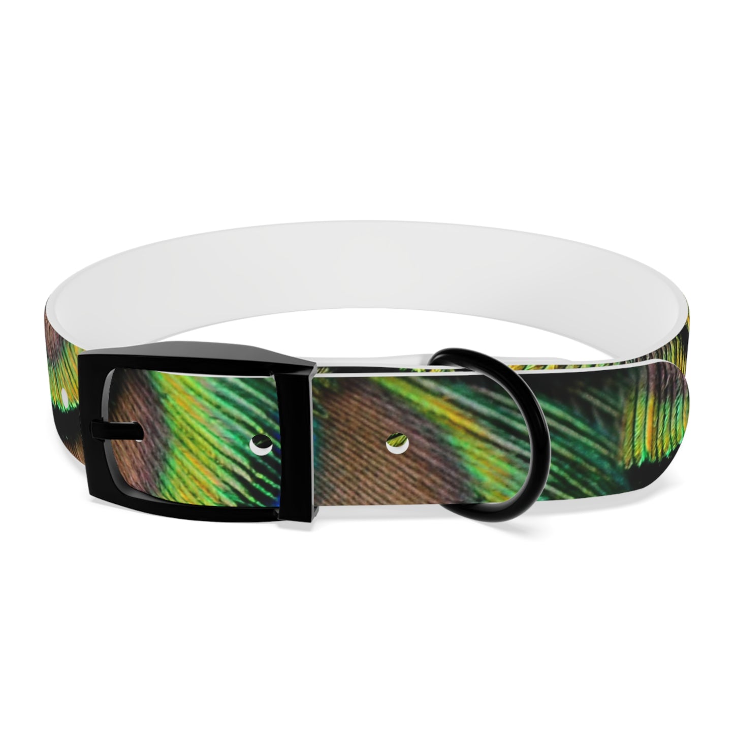 Dog Collar - Brilliant Green Peacock Feathers