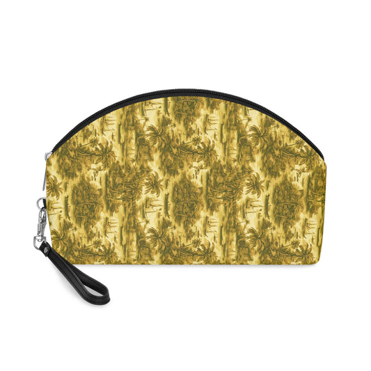 Makeup Bag - Tropical Toile #1, gold