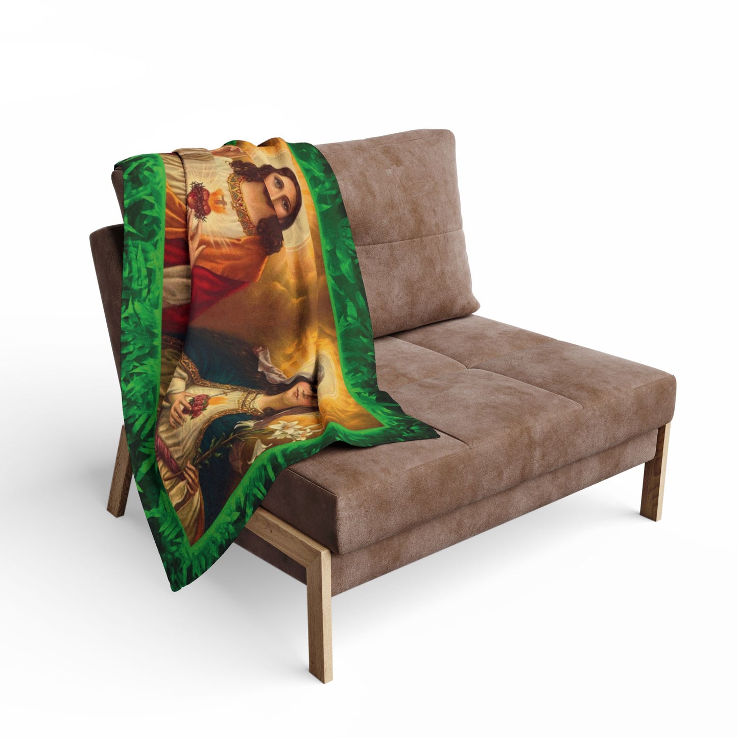 Jesus and Mary Religious Fleece Blanket - Colorful Tropical Glow Design