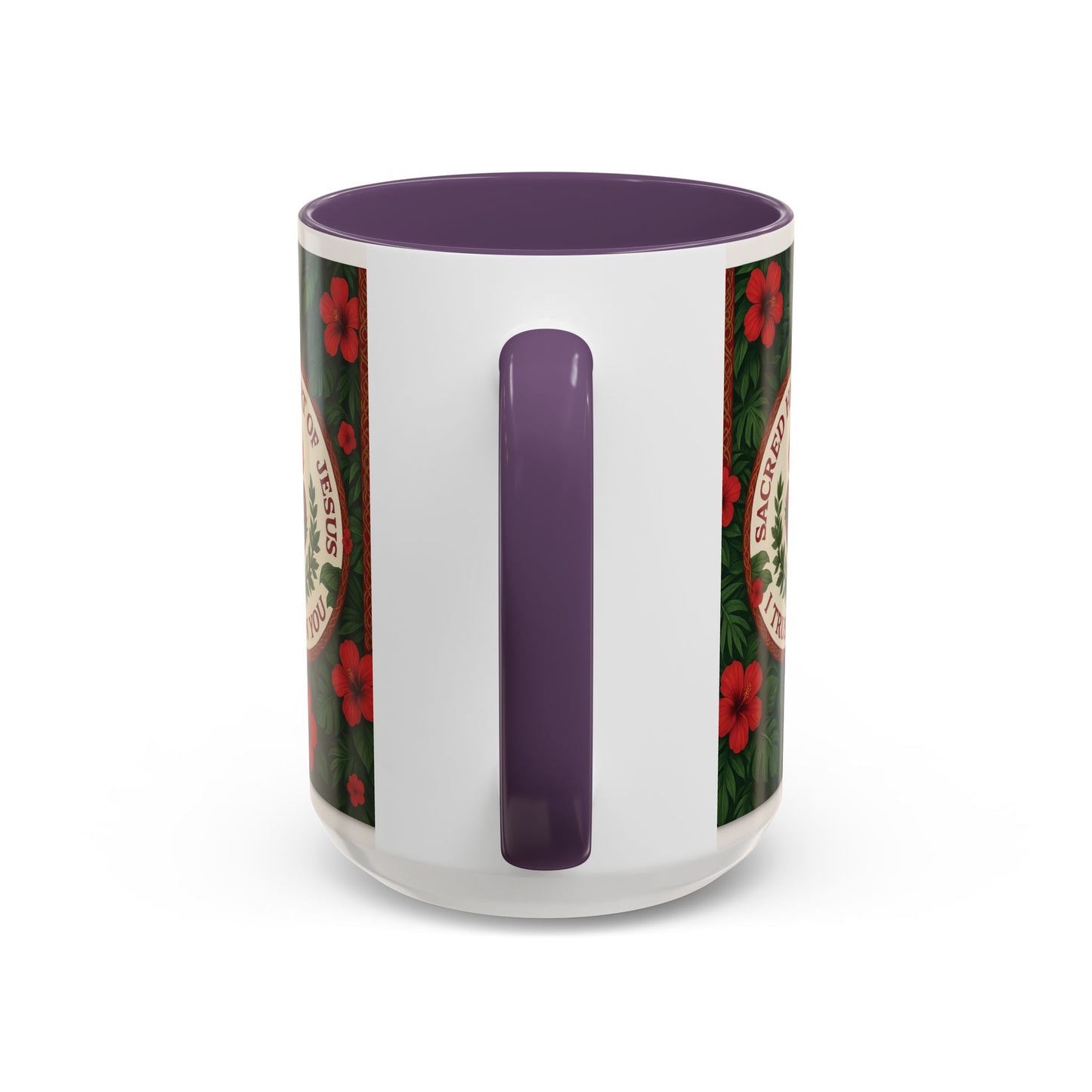 Religious Accent Color Coffee Mug (11, 15oz) / Sacred Heart of Jesus Prayer, Various Colors