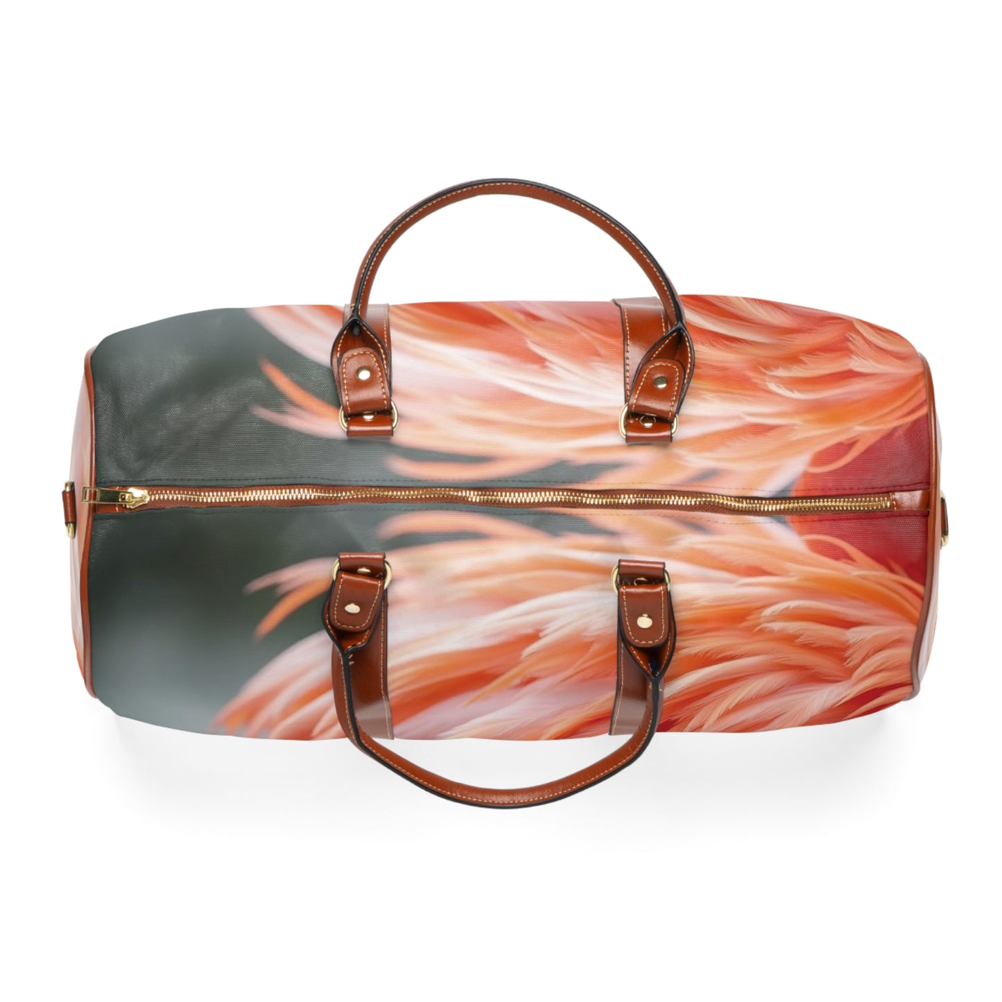 Tropical Waterproof Travel Bag - Perfect for Beach Getaways / Flamingo Feathers