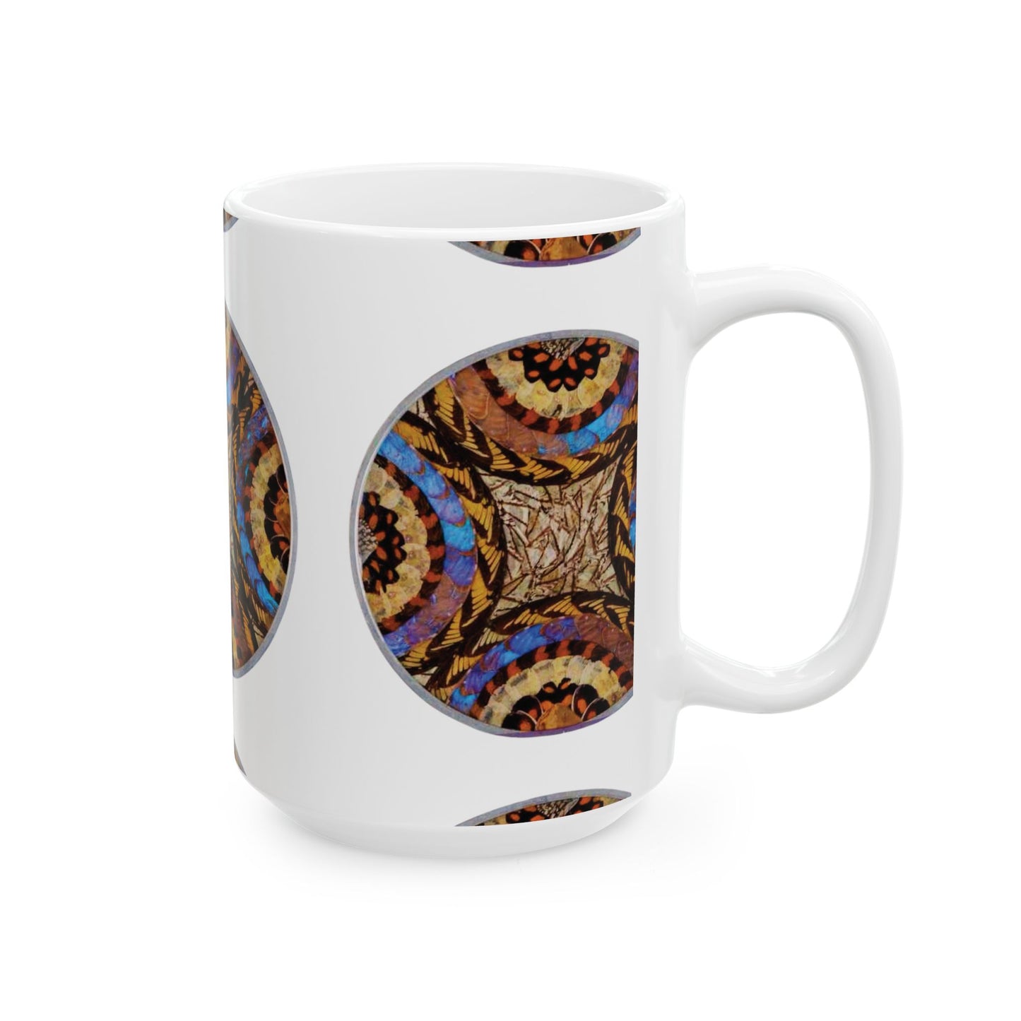 Ceramic White Mug - 11oz & 15oz, Real Butterfly Wing Plate #3