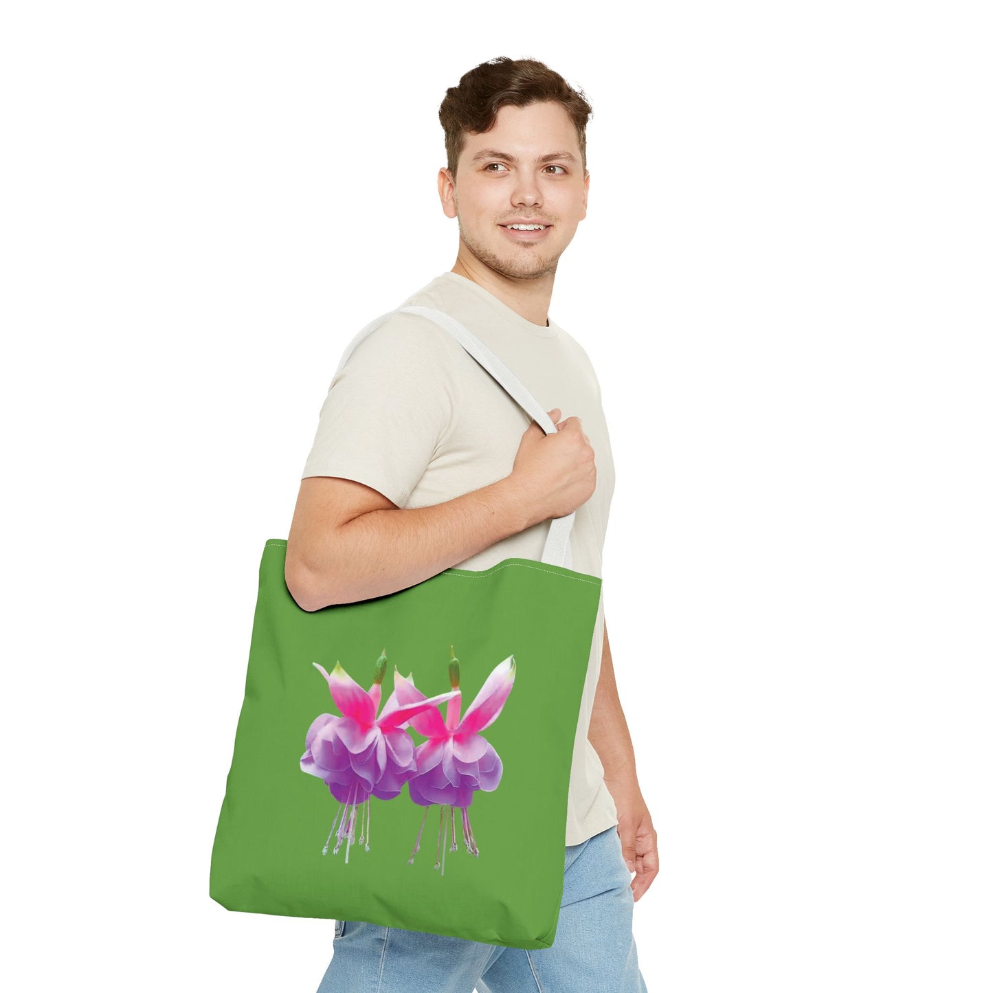 Tropical Real Two Fuchsias/Green Tote Bag - 3 Sizes