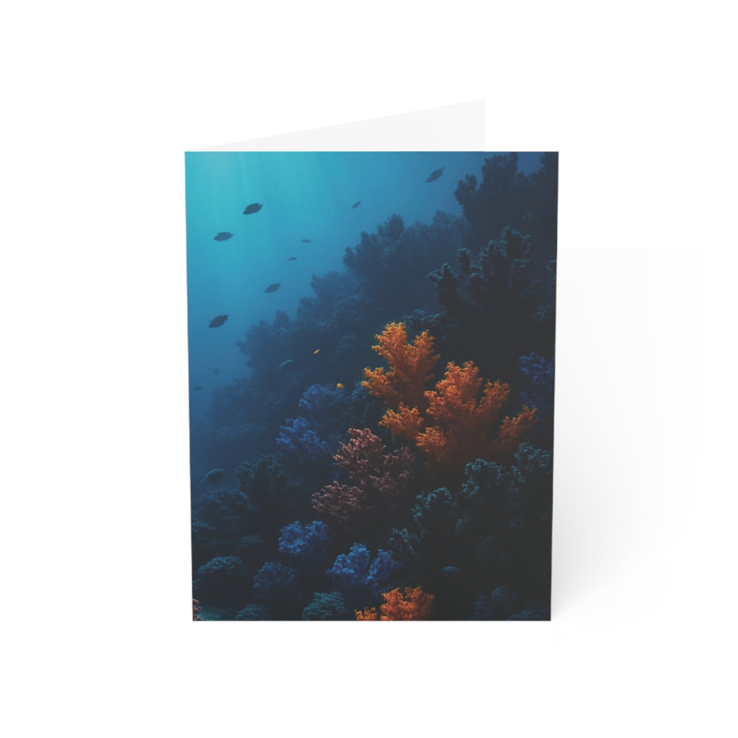 Tropical Greeting Cards – Set of 1, 10, 30 or 50 – Black & Orange Coral