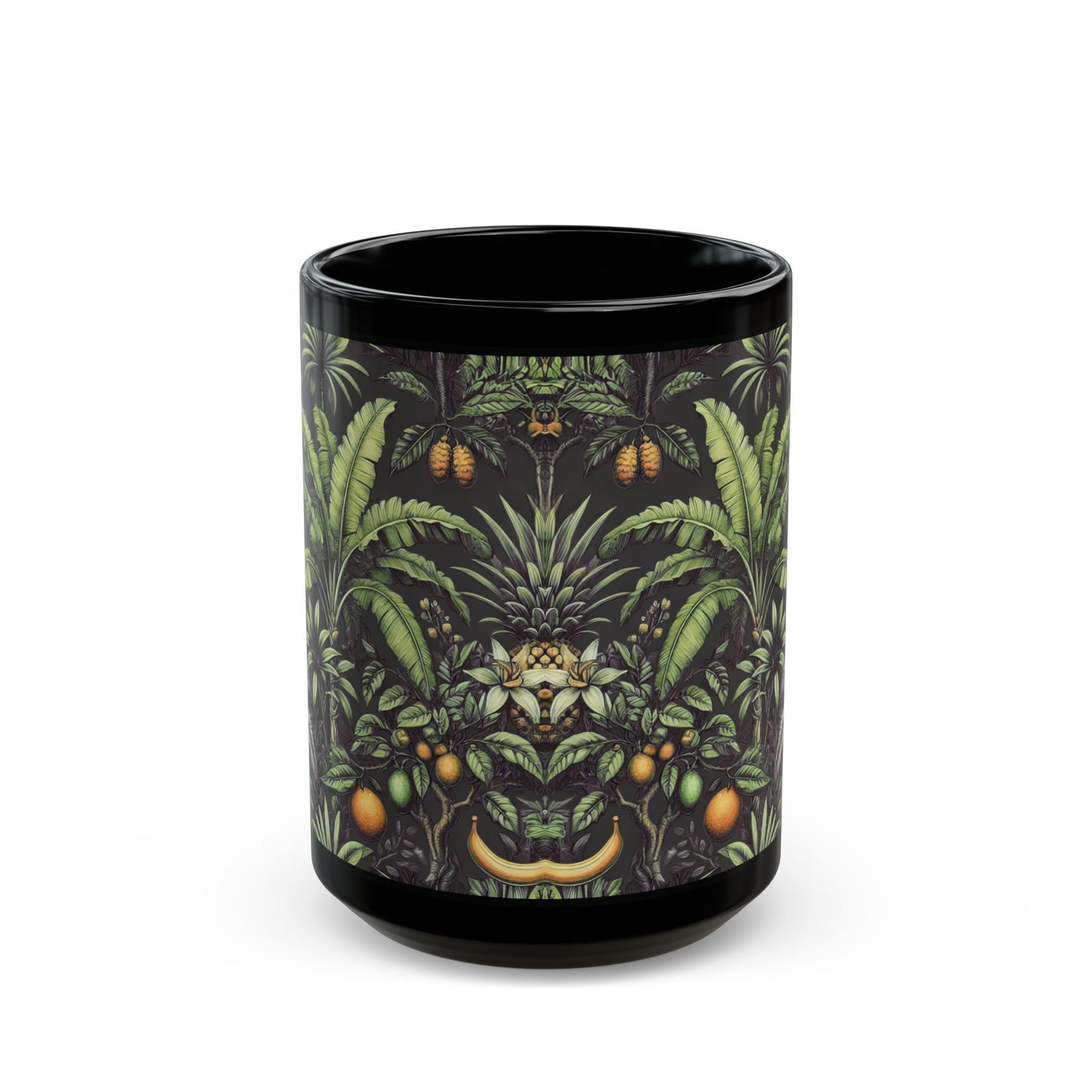 Black Coffee Mug - Tropical Fruit, Black