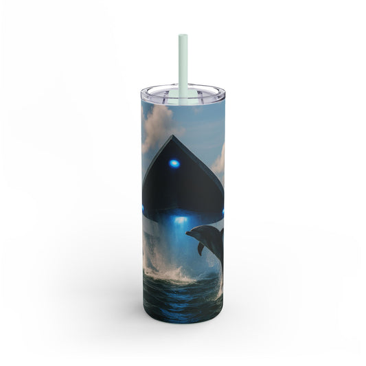 20oz Matte Tumbler, 7 Colors - Stylish Travel Cup -UFO and Dolphin
