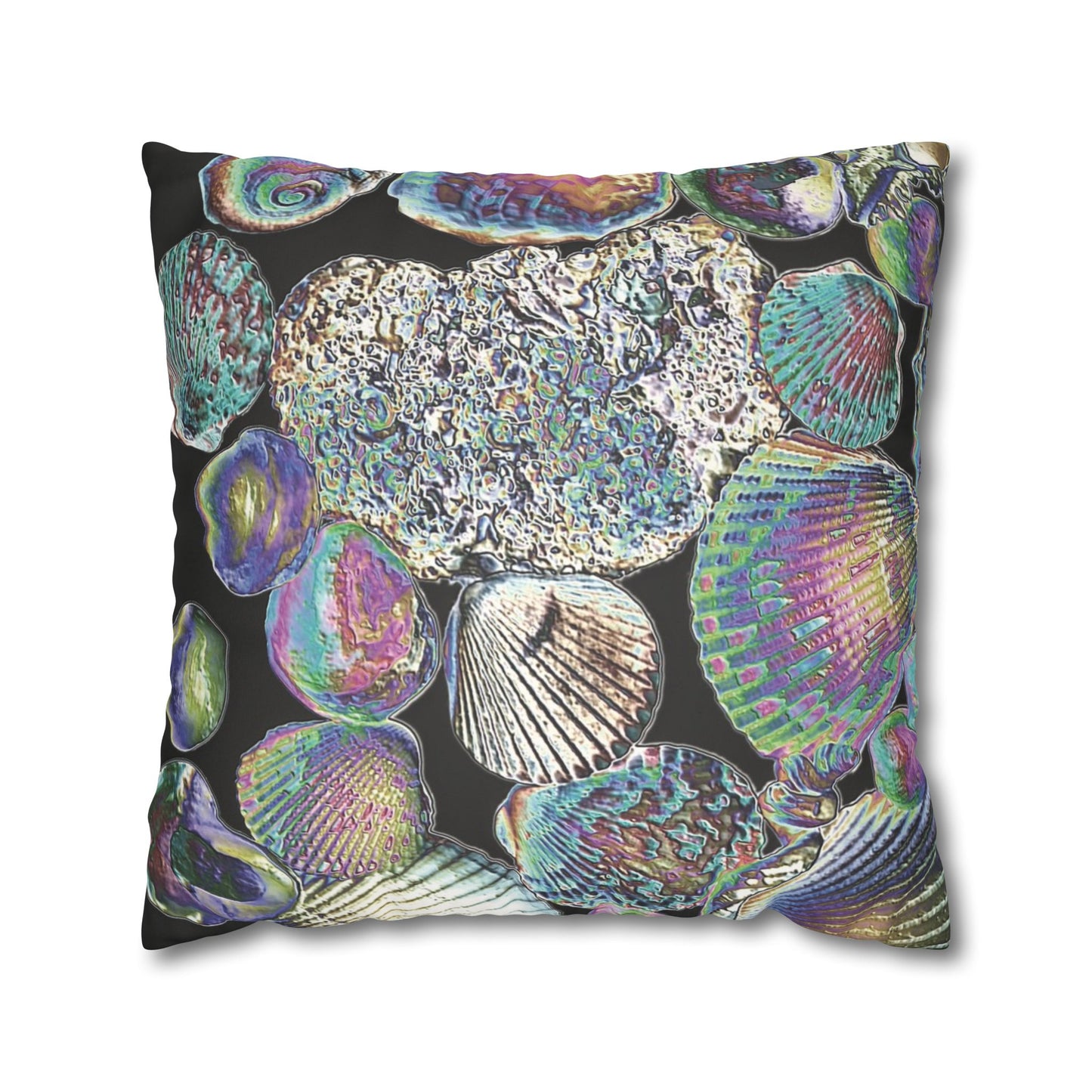 Faux Suede Square Pillowcase - Heatwave Seashell Collection, Black