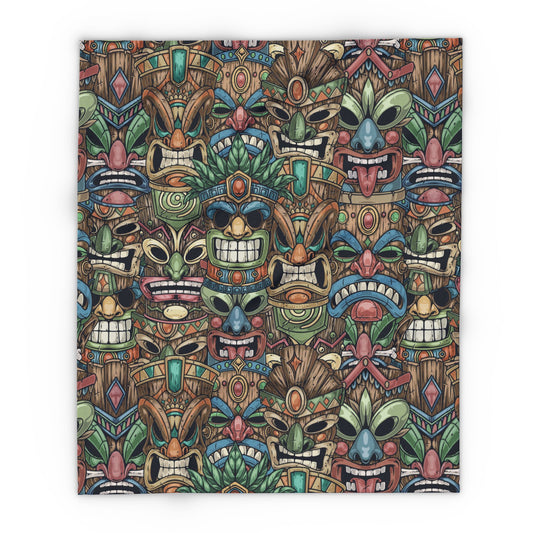 Tiki Legends Fleece Blanket - Colorful Tropical Design