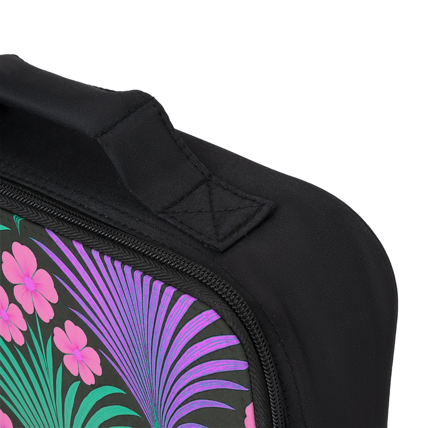 Midnight Hibusic Deco/Pink Lunch Bag - Eco-Friendly Insulated Tote, Adult and Child Lunchbox / Perfect for Picnics, Beach Outings