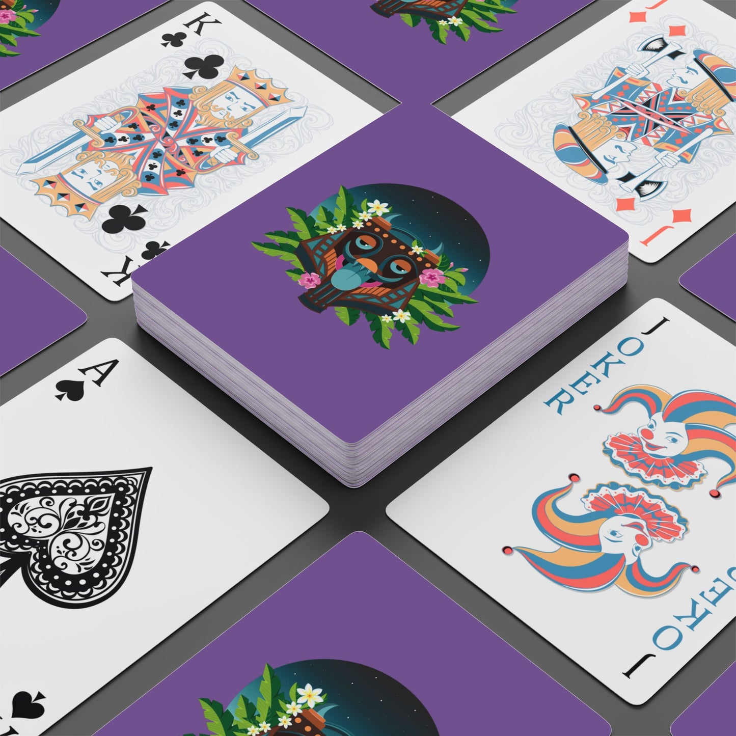 Poker-Sized Playing Cards - Tiki Boss Oke, lt purple