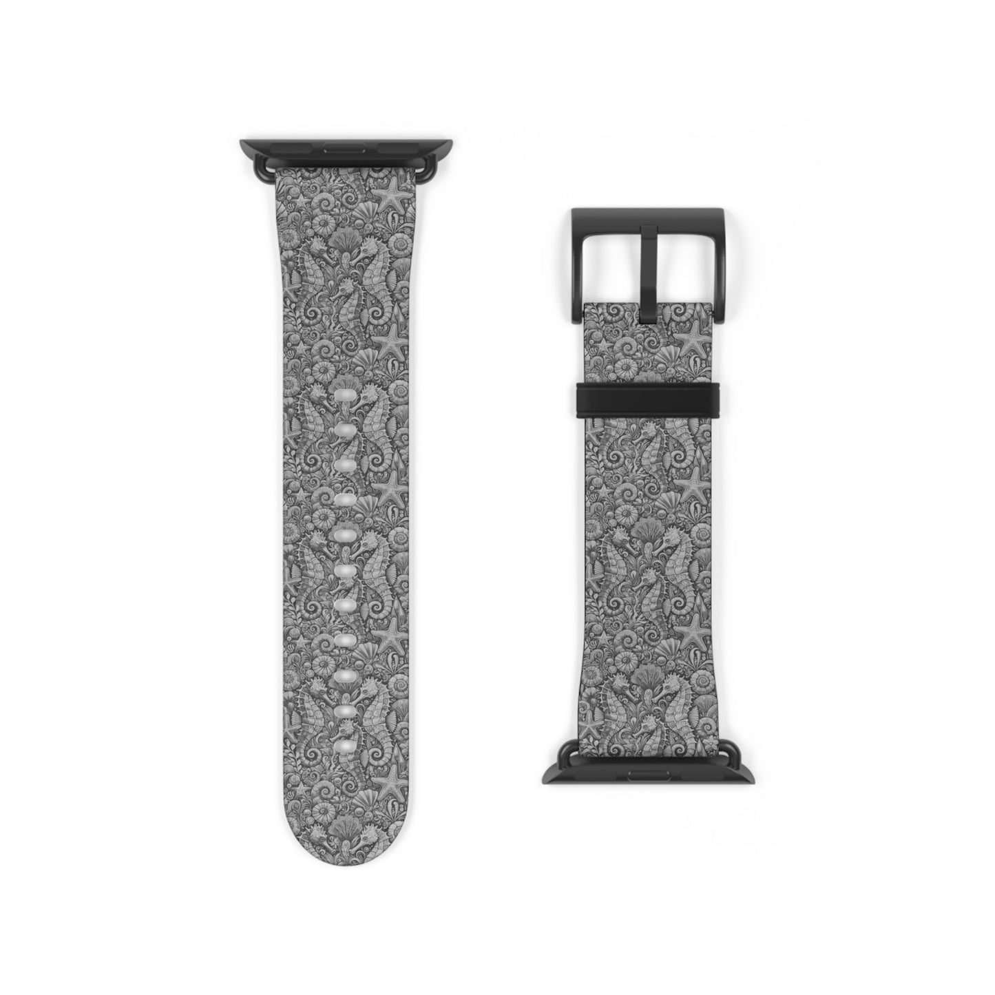 Apple Watch Band - Tropical Seahorse Trio, Noir