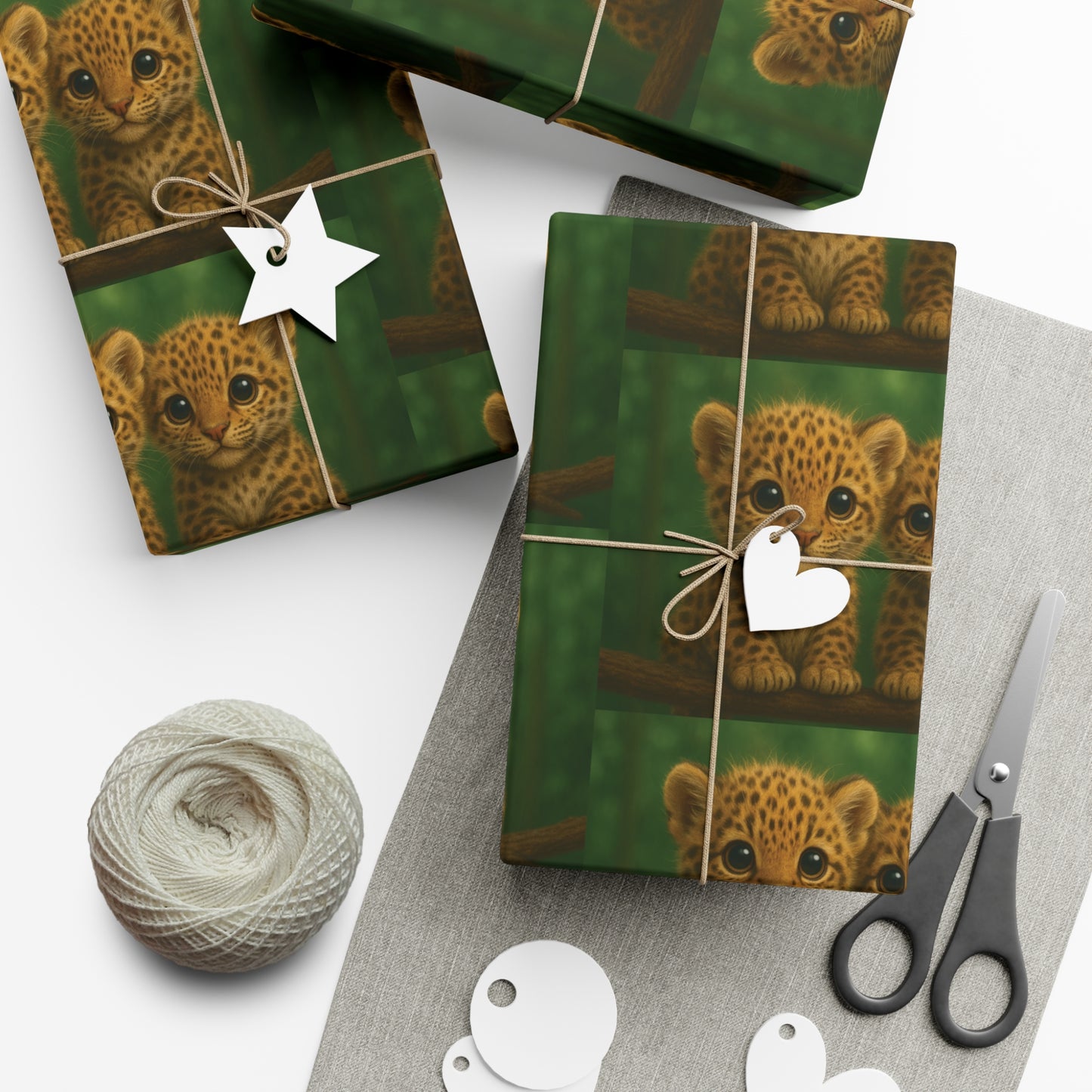 Wrapping Paper - Tropical Gift Wrap for All Occasions / 3 Sizes, 2 Finishes / Baby Jaguars