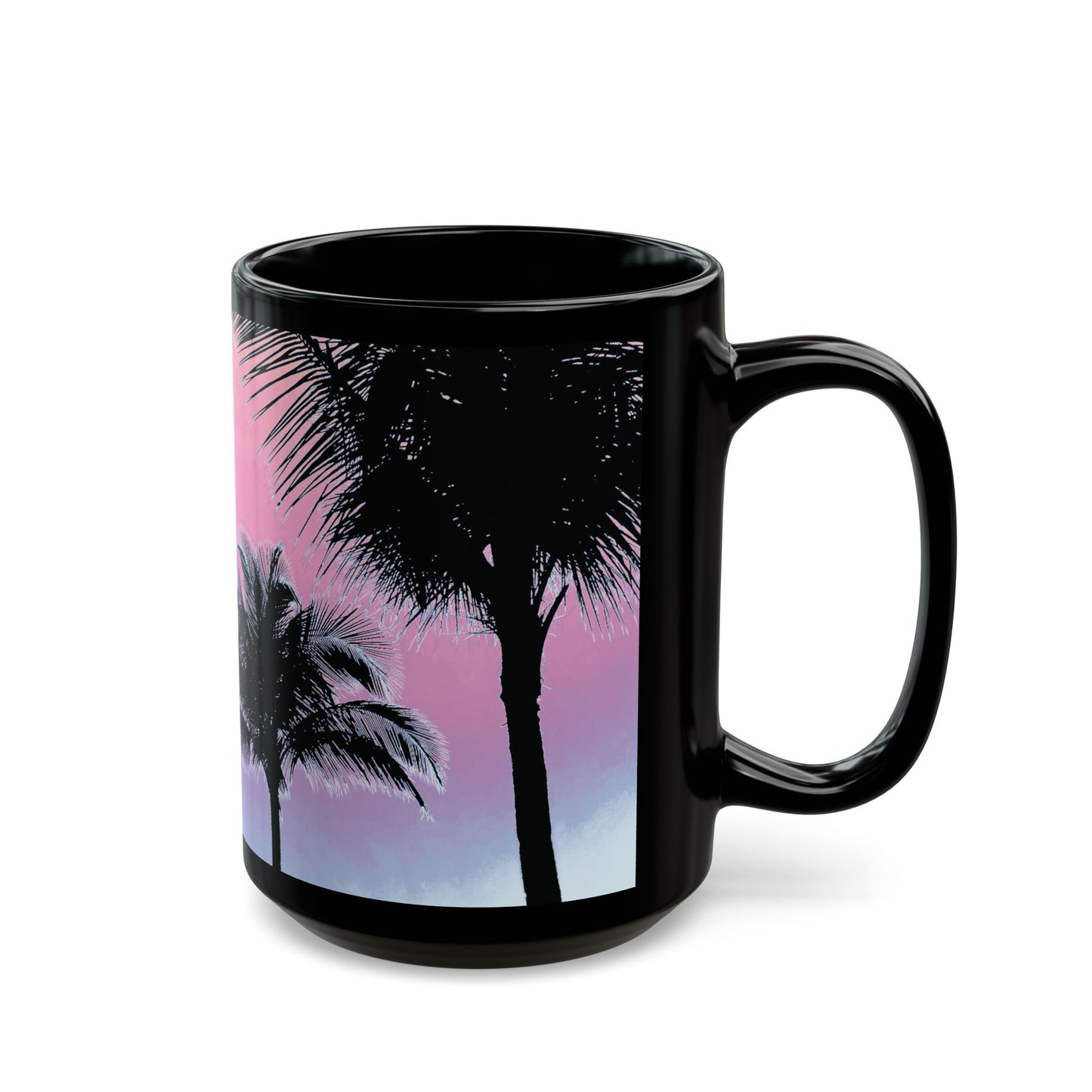 Black Coffee Mug - Palm Glow, Pastels