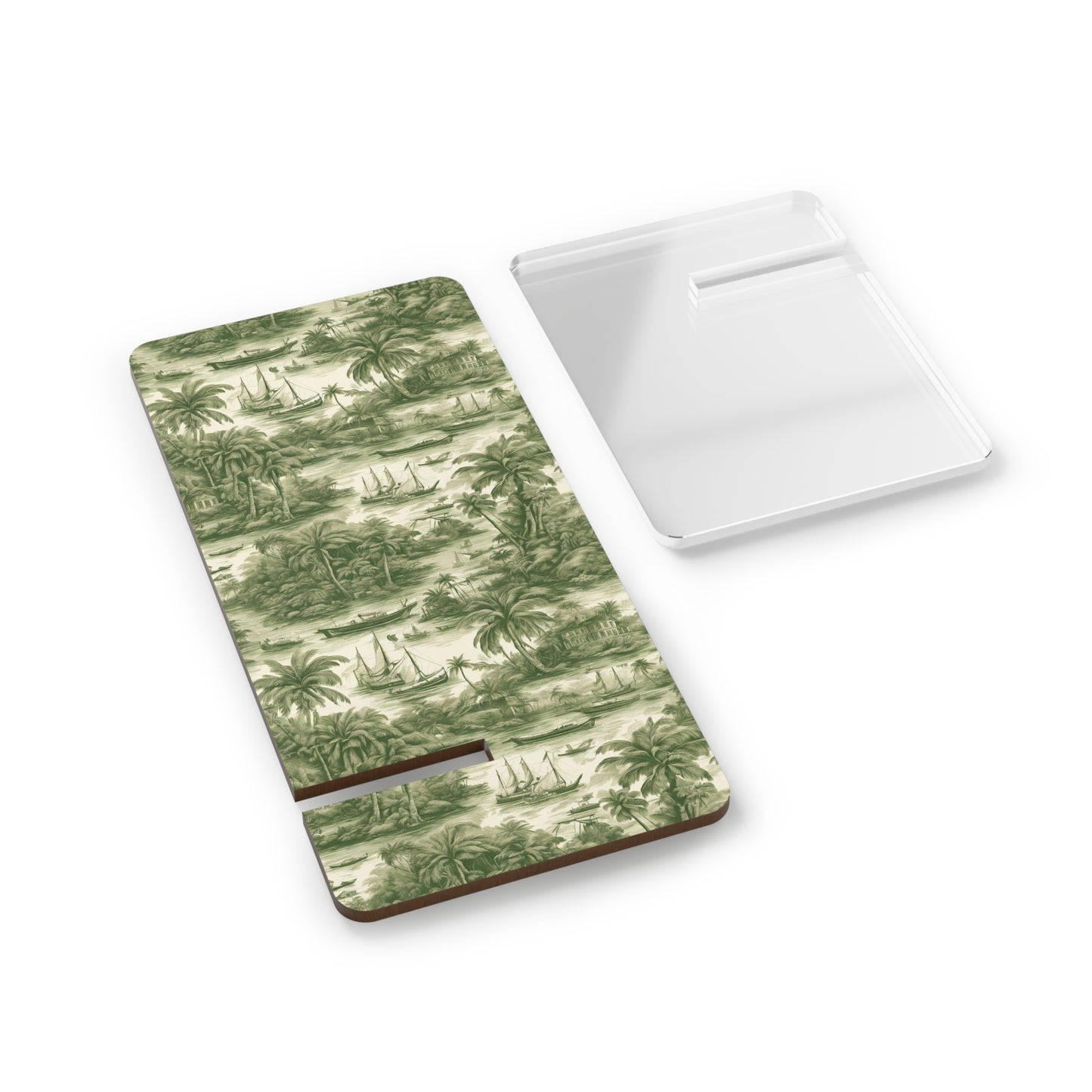 Mobile Display Stand for Smartphones, Tropical Toile #1 Green repeat