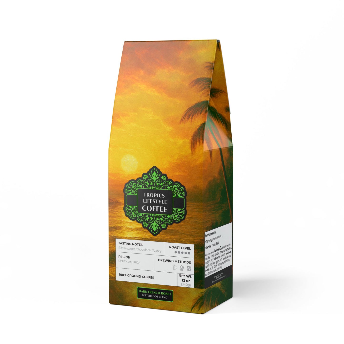 Black Coral Blend™ (Dark French Roast) Specialty Grade Craft Coffee / Orange Sunset Beach